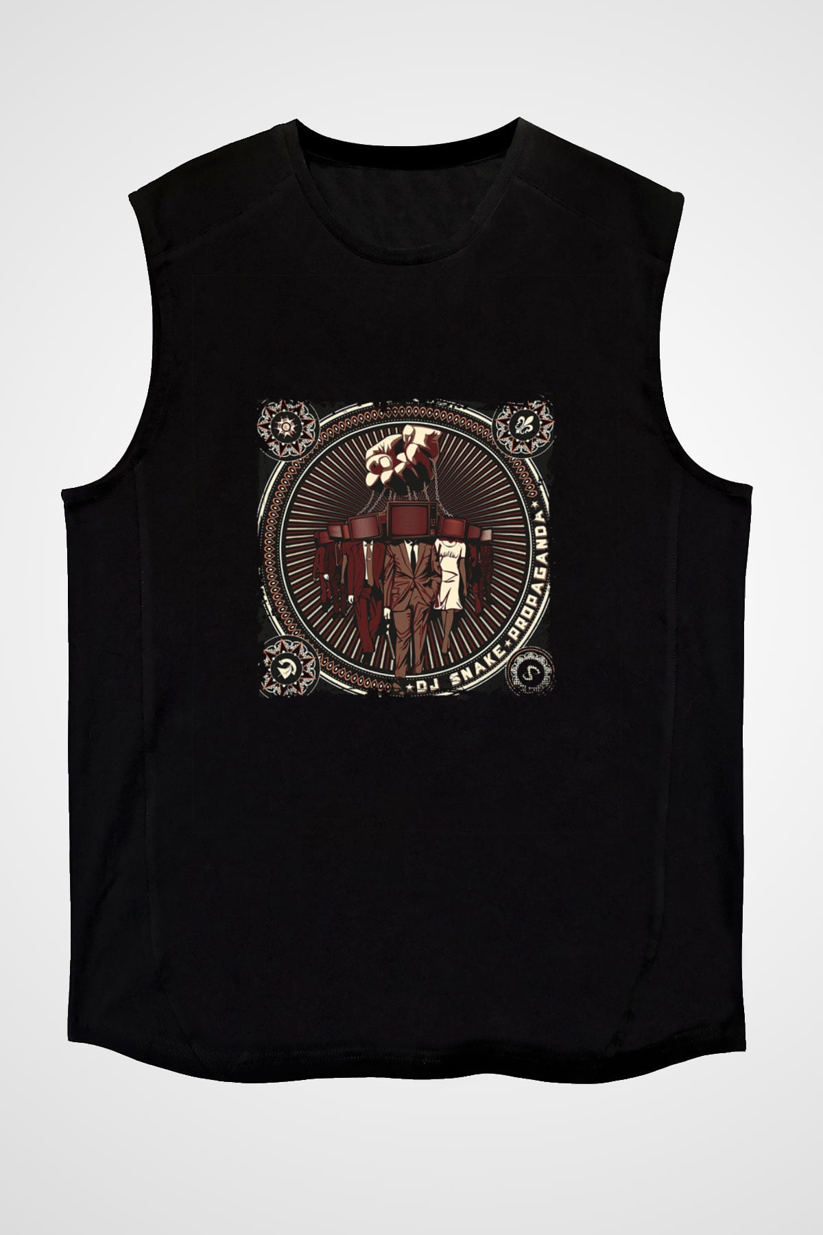 Snake Baskılı Unisex Siyah Kolsuz Tişört