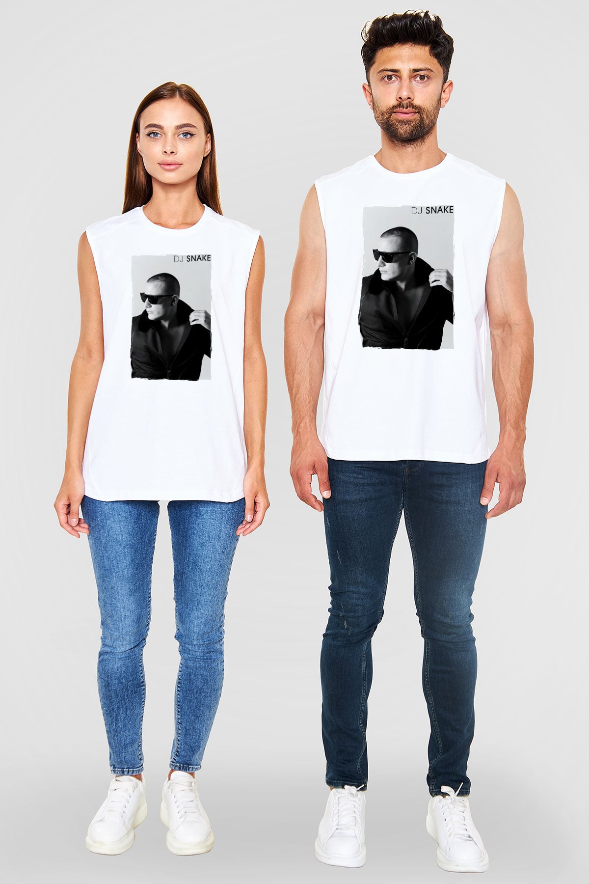 Snake Beyaz Unisex Kolsuz Tişört