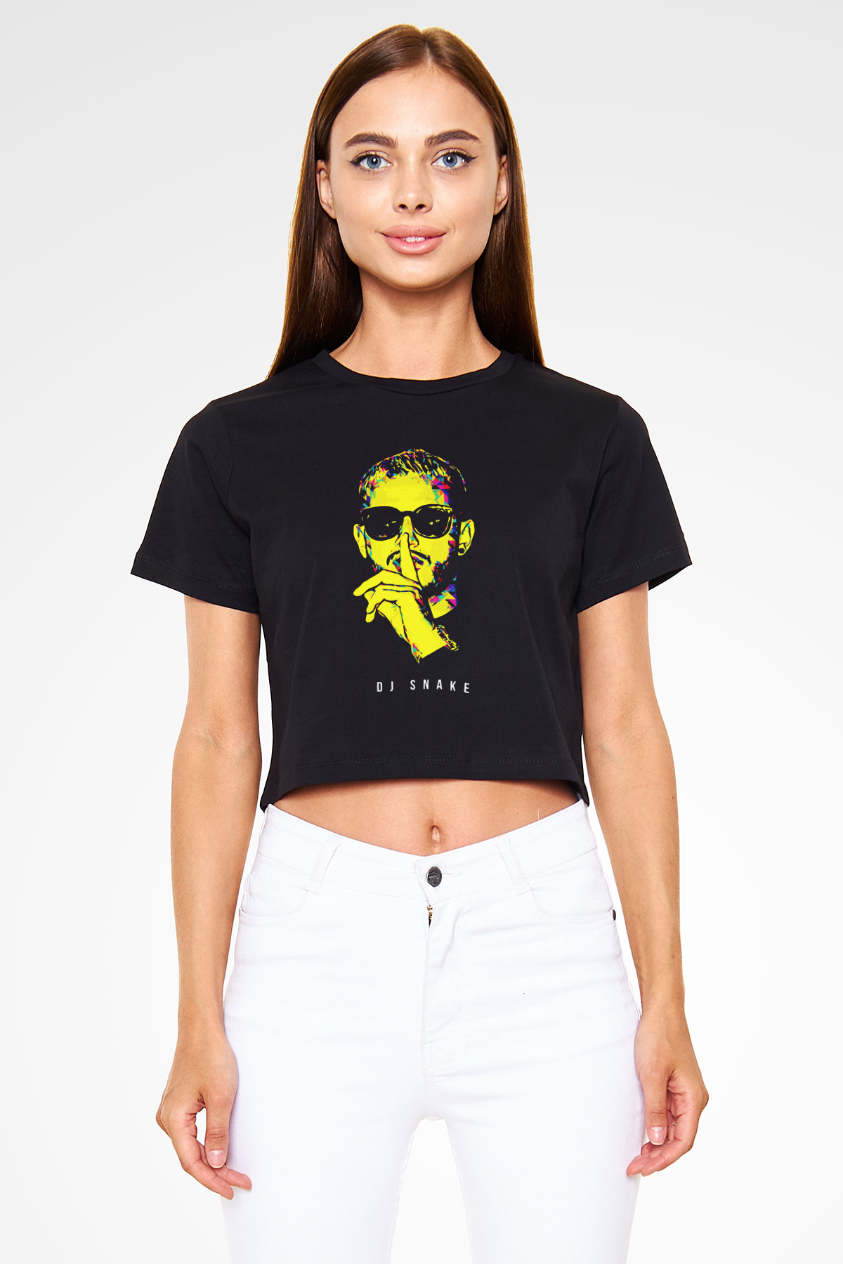 Snake Siyah  Crop Top Tişört