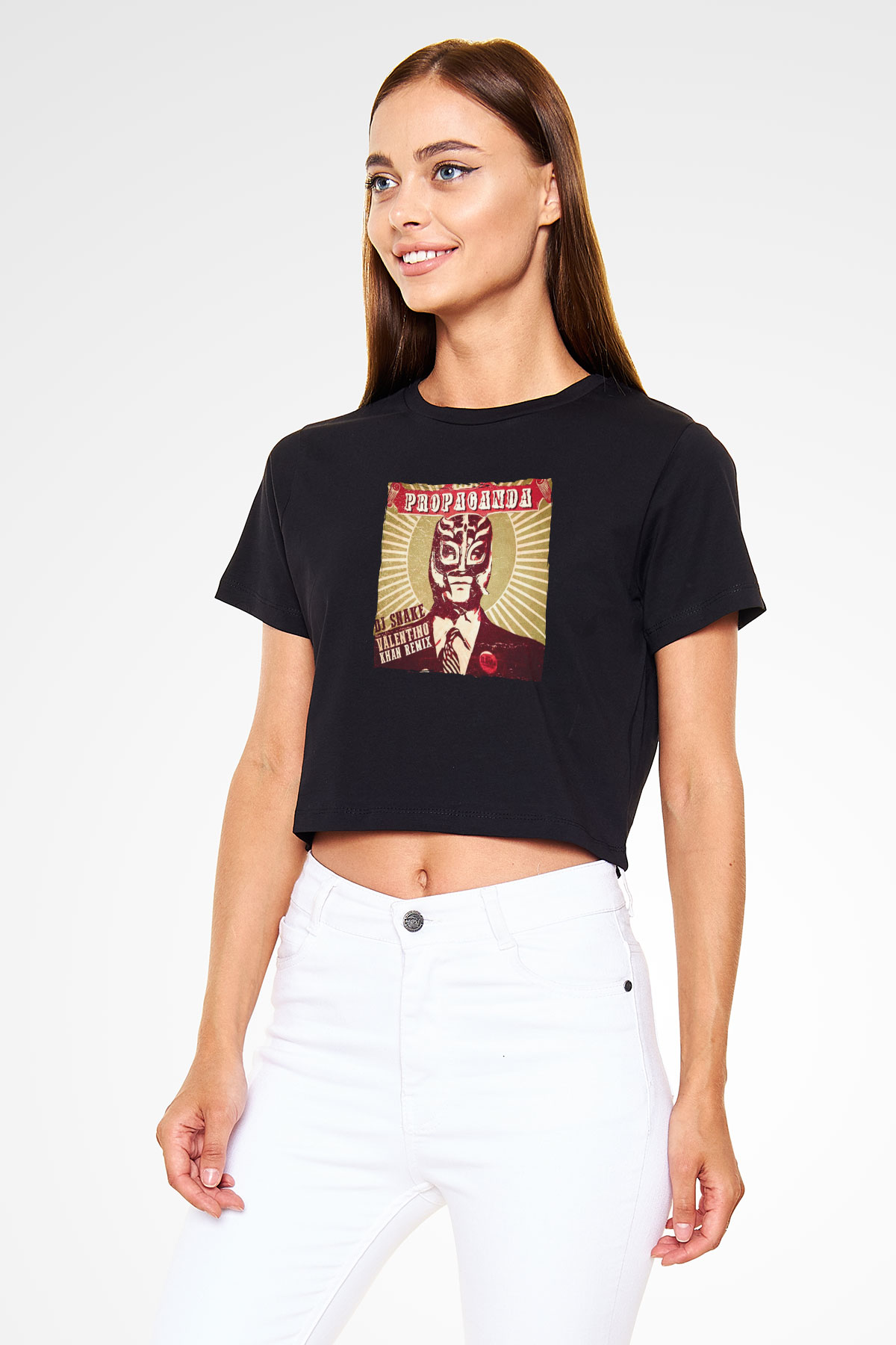 Snake Siyah  Crop Top Tişört