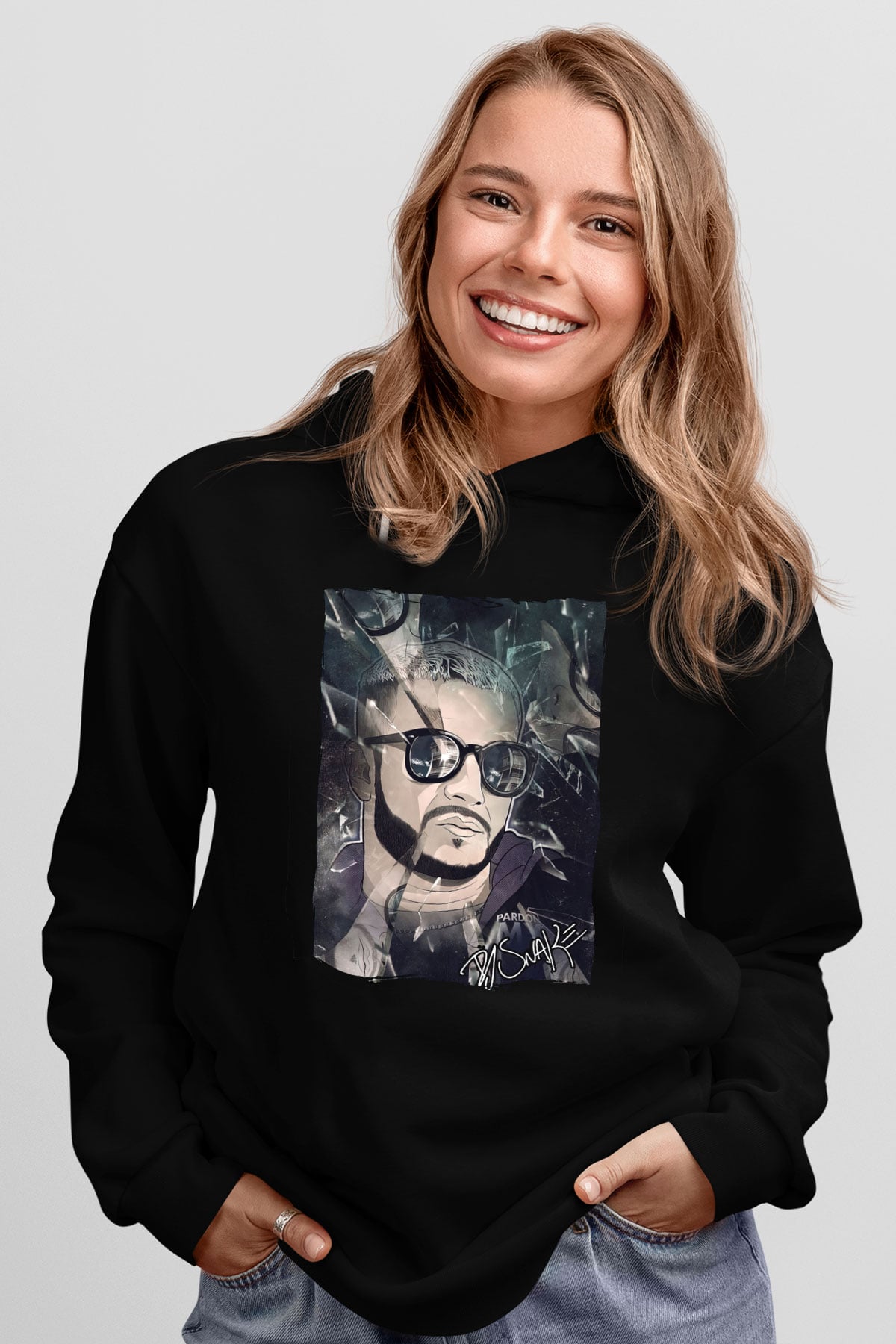 Snake Siyah Unisex Kapüşonlu Sweatshirt