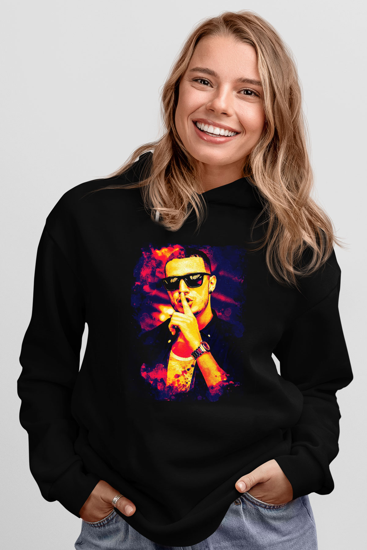 Snake Siyah Unisex Kapüşonlu Sweatshirt