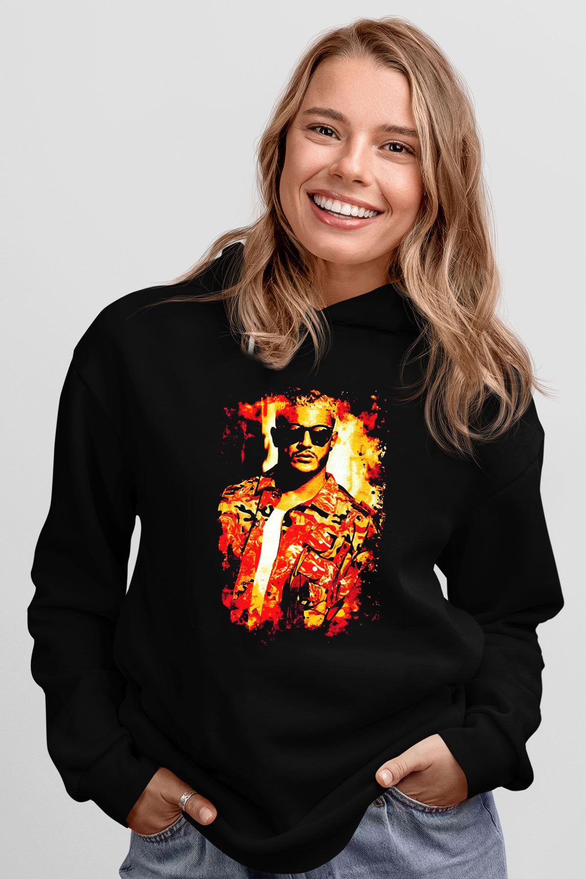 Snake Siyah Unisex Kapüşonlu Sweatshirt