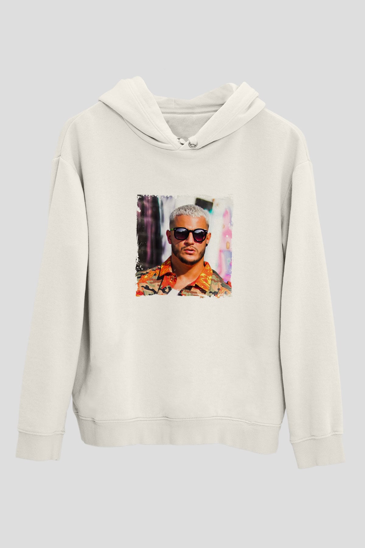 SnakeBaskılı Beyaz Hoodie
