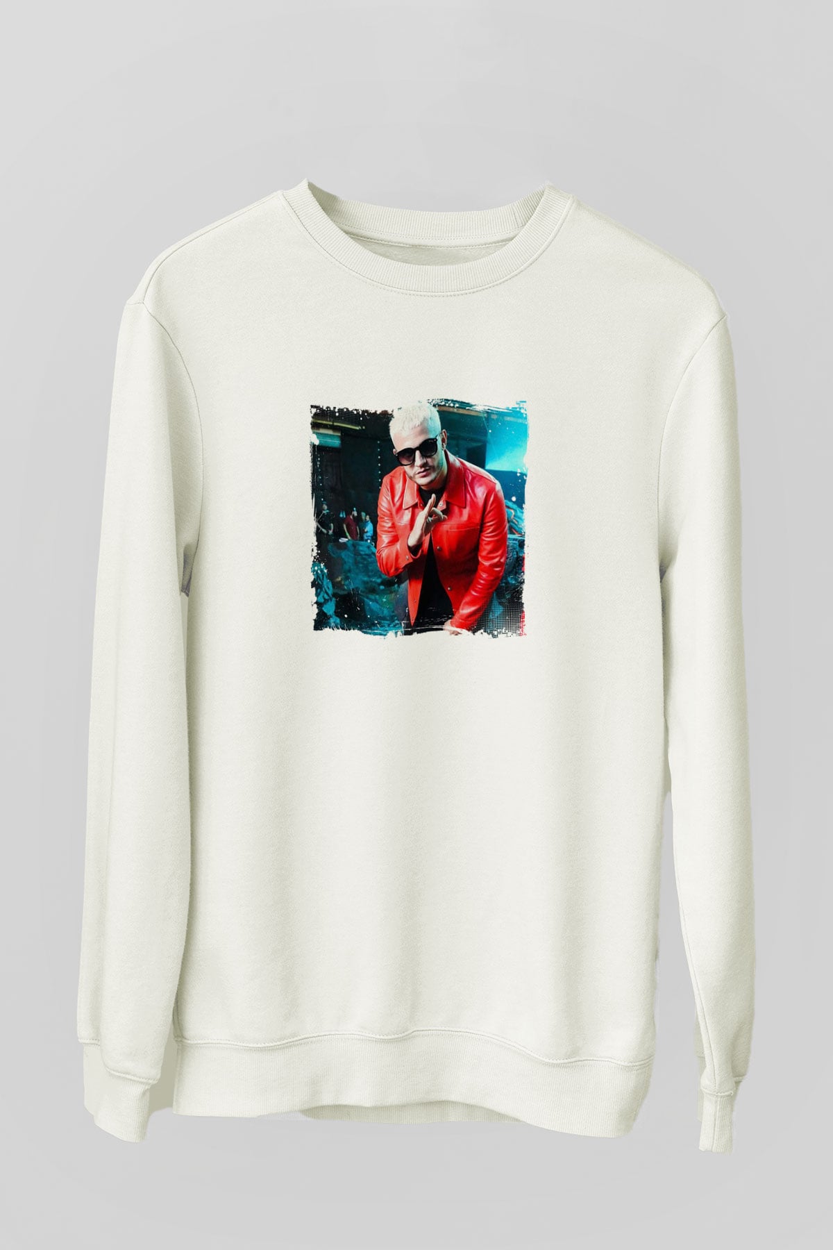 SnakeBaskılı Beyaz Sweatshirt