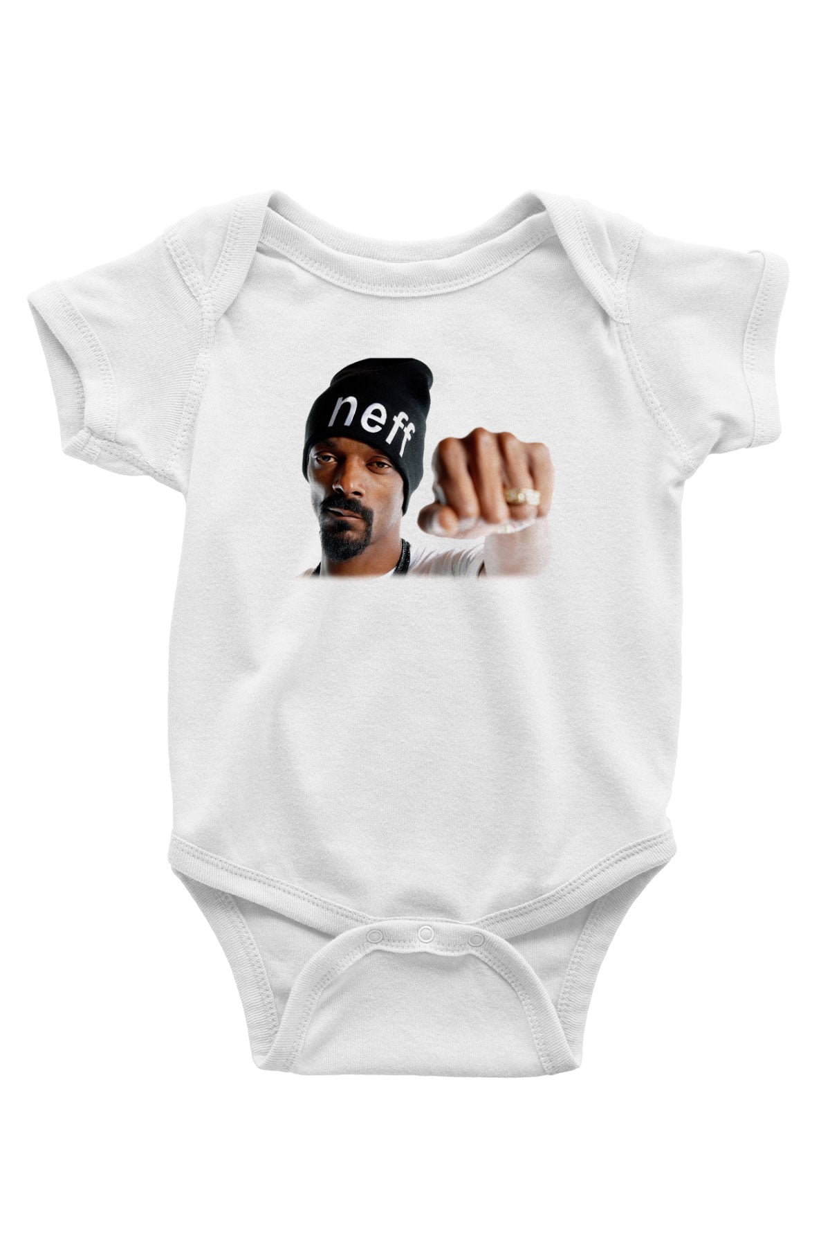 Snoop Dogg Baskılı Beyaz Unisex Bebek Body - Zıbın