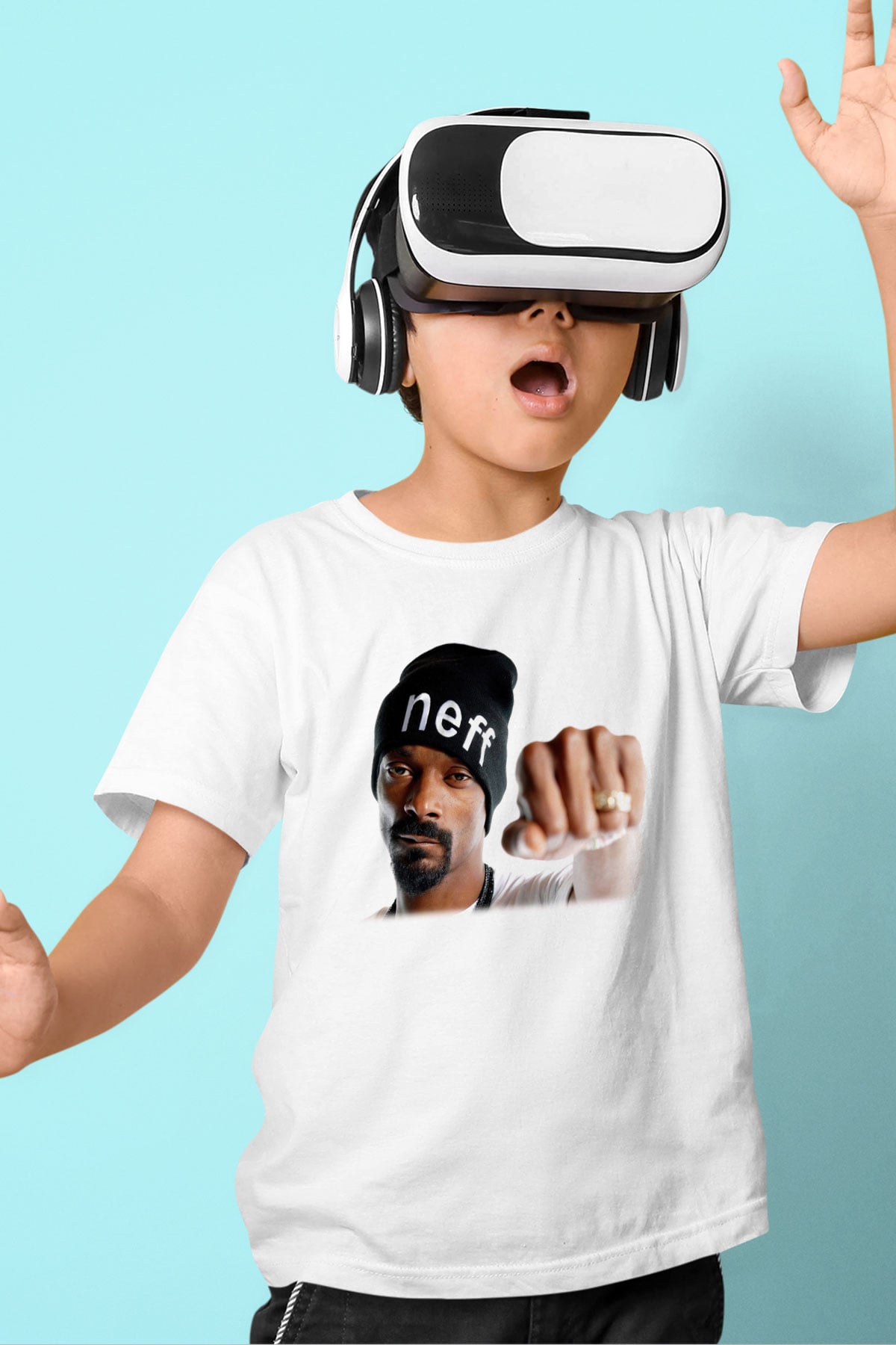Snoop Dogg Baskılı Beyaz Unisex Çocuk Tişört