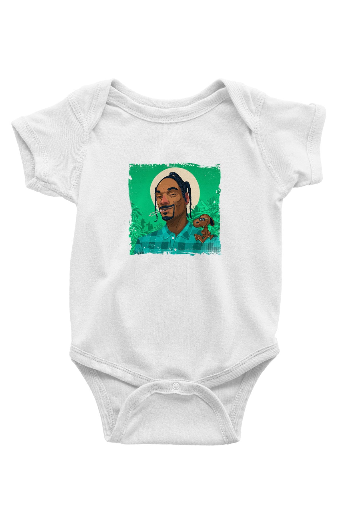 Snoop Dogg Baskılı Unisex Beyaz Bebek Body - Zıbın