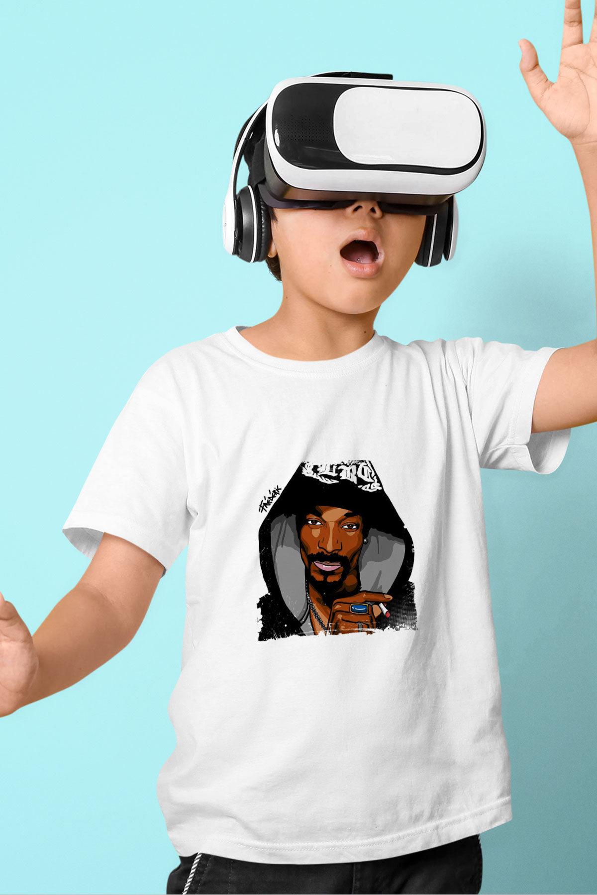 Snoop Dogg Baskılı Unisex Beyaz Çocuk Tişört