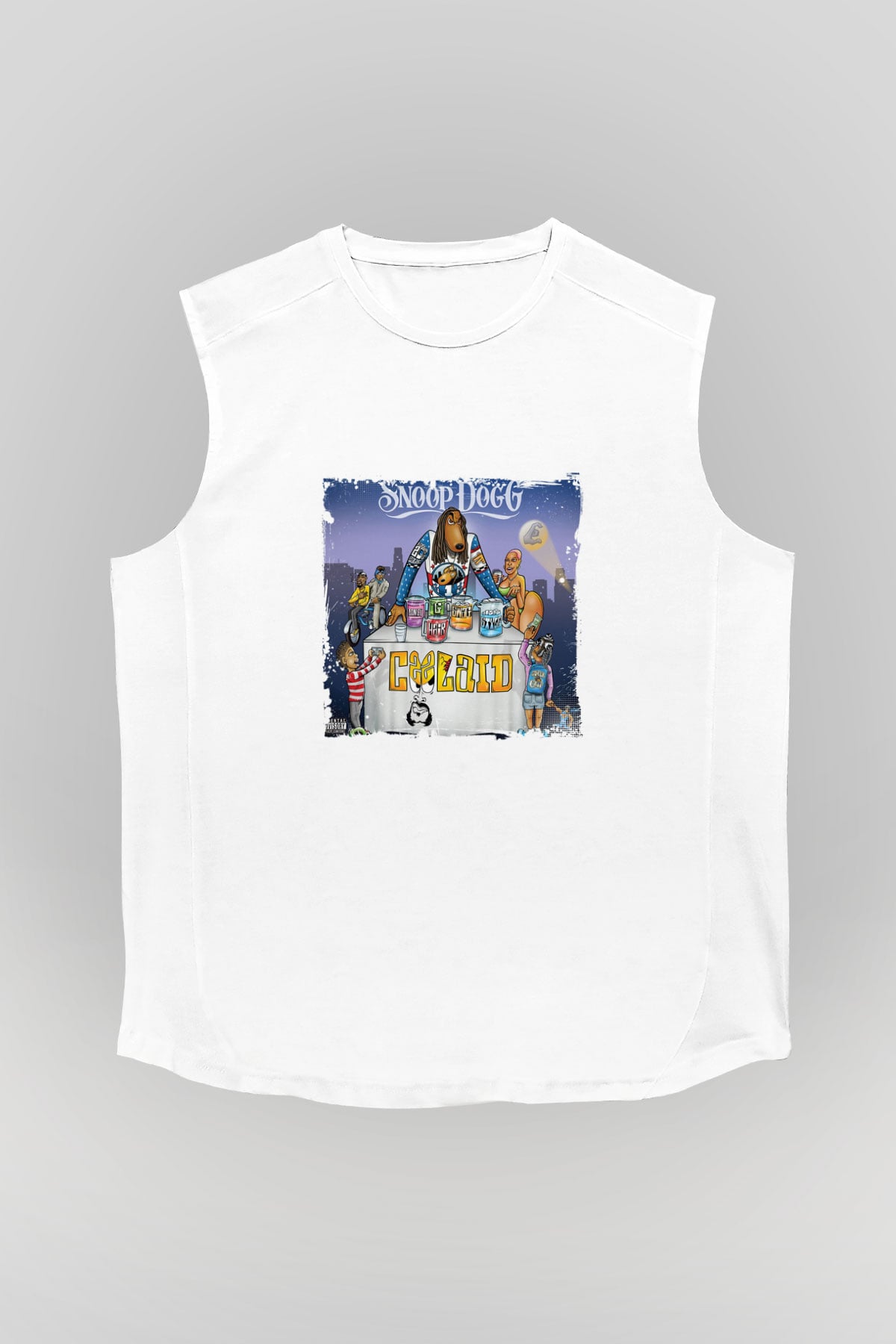 Snoop Dogg Baskılı Unisex Beyaz Kolsuz Tişört
