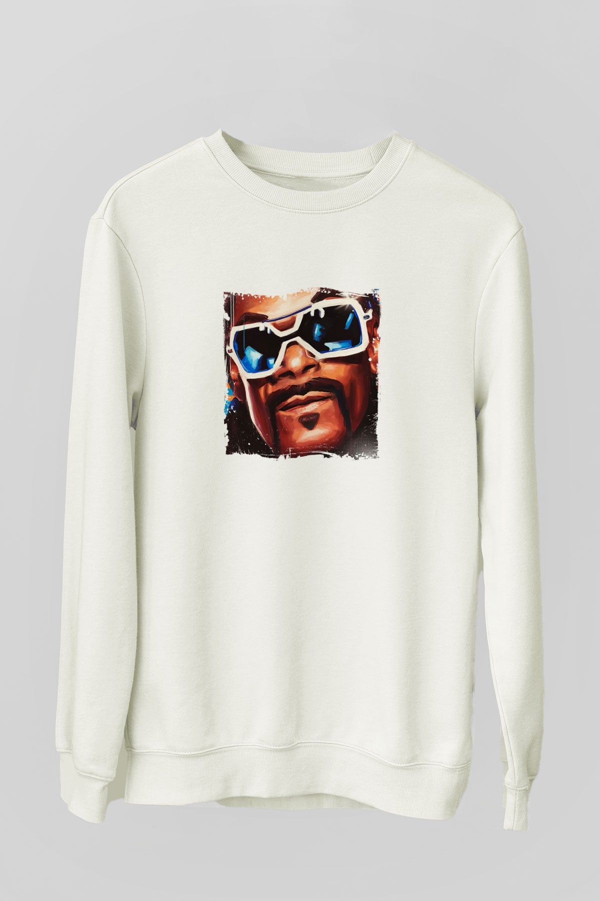 Snoop Dogg Baskılı Unisex Beyaz Sweatshirt