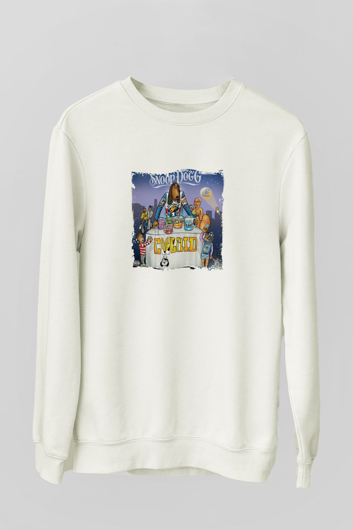 Snoop Dogg Baskılı Unisex Beyaz Sweatshirt