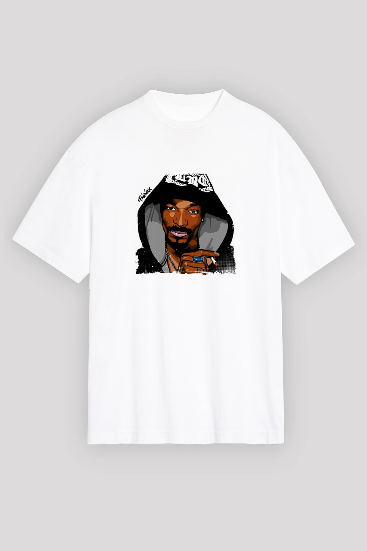 Snoop Dogg Baskılı Unisex Beyaz Tişört