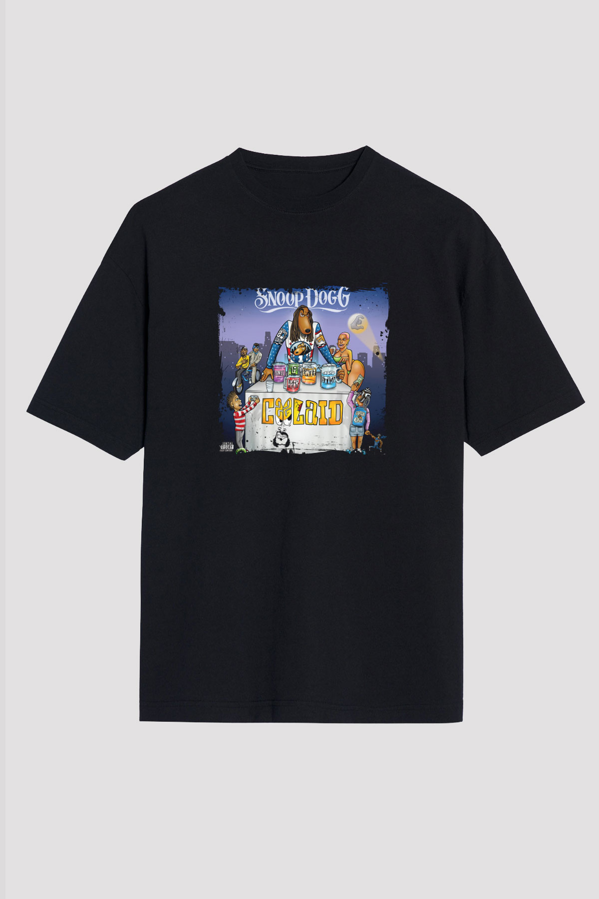 Snoop Dogg Baskılı Unisex Oversize Siyah Tişört
