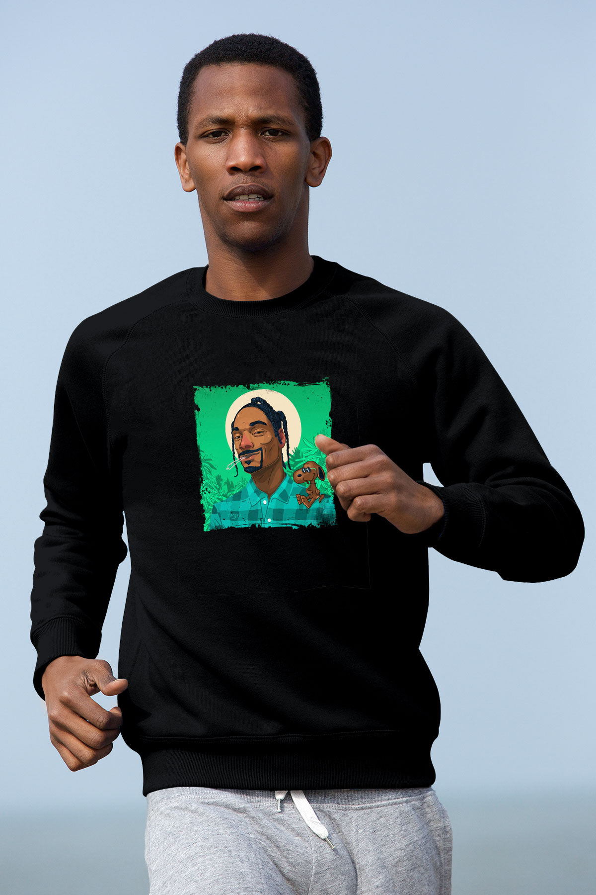 Snoop Dogg Baskılı Unisex Siyah Sweatshirt