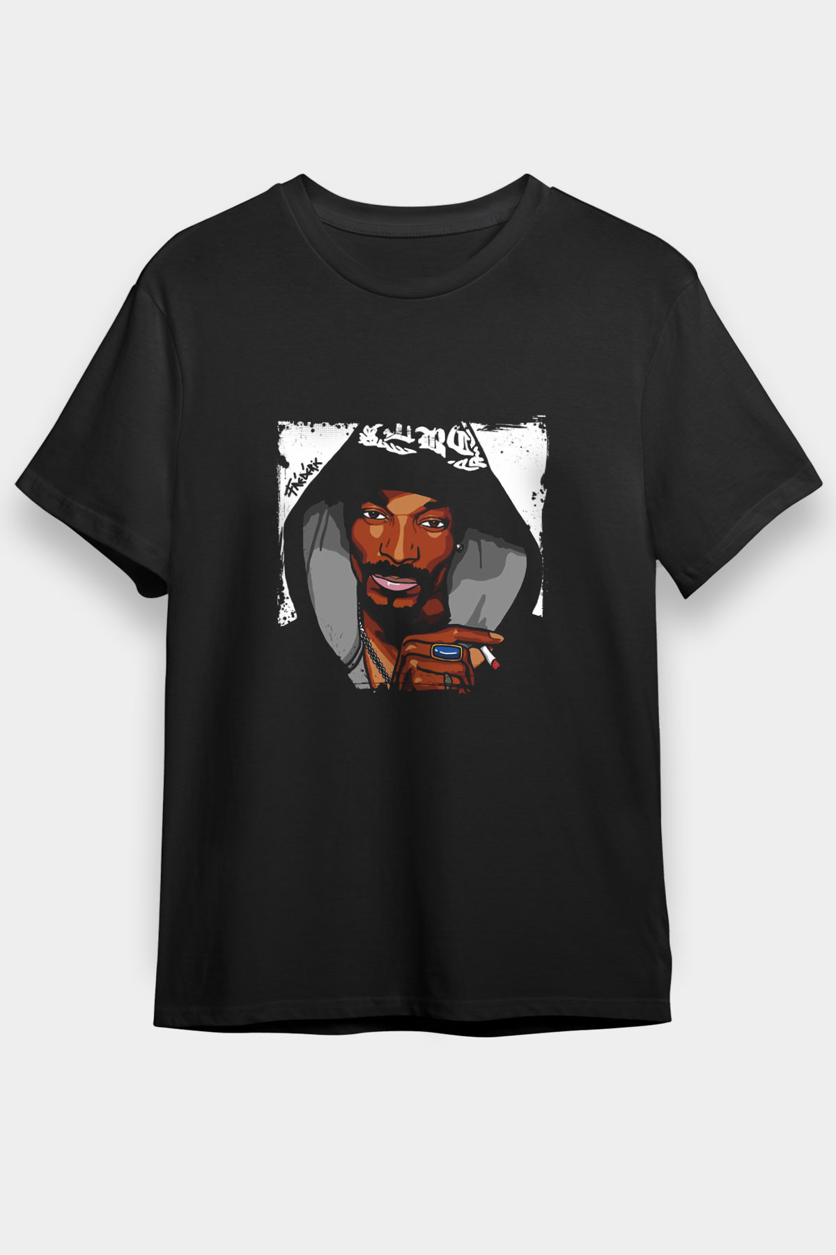 Snoop Dogg Baskılı Unisex Siyah Tişört