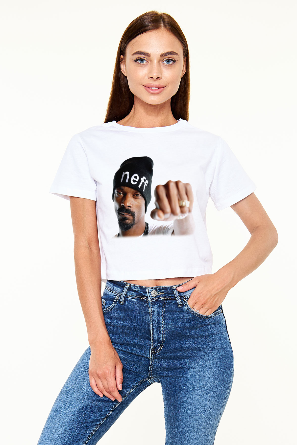 Snoop Dogg Beyaz Croptop Tişört
