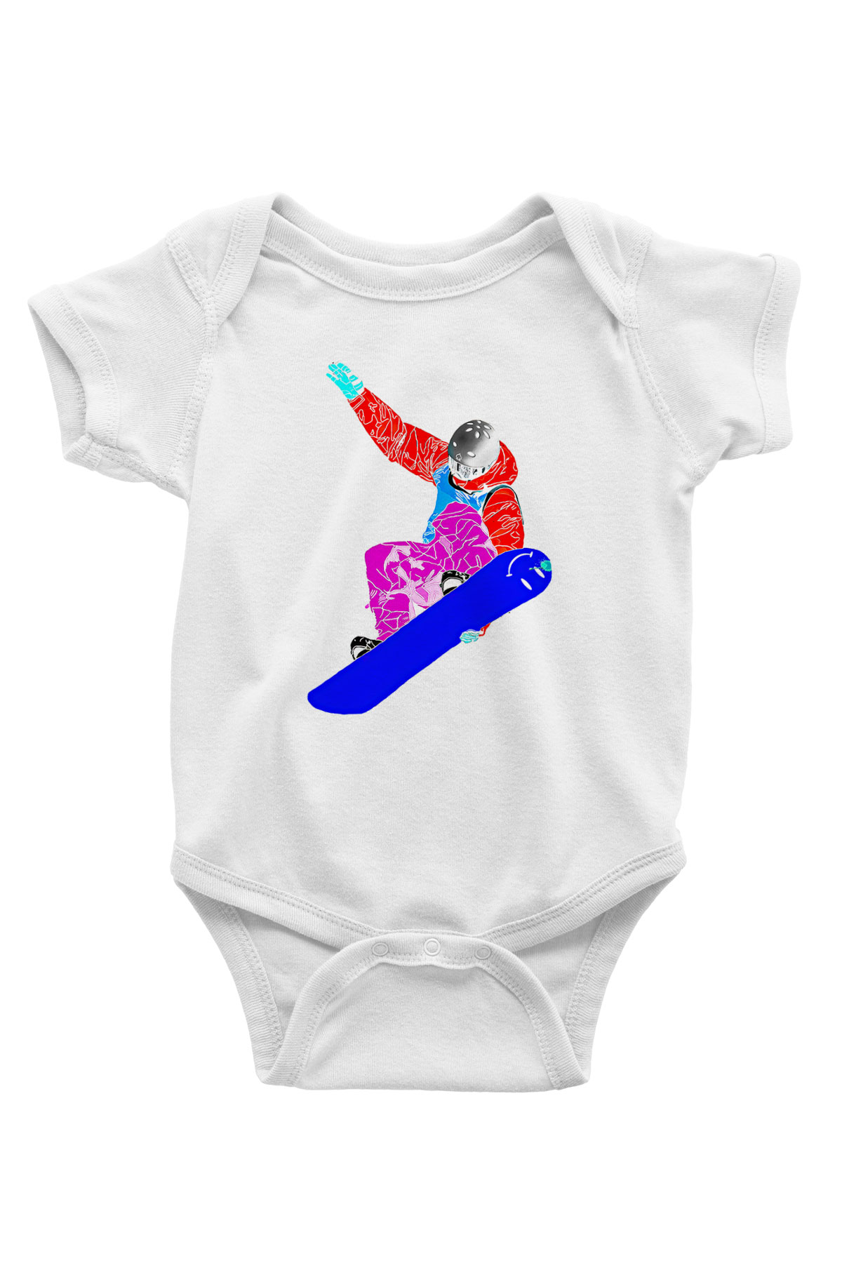 Snowboarding Baskılı Beyaz Bebek Body - Zıbın