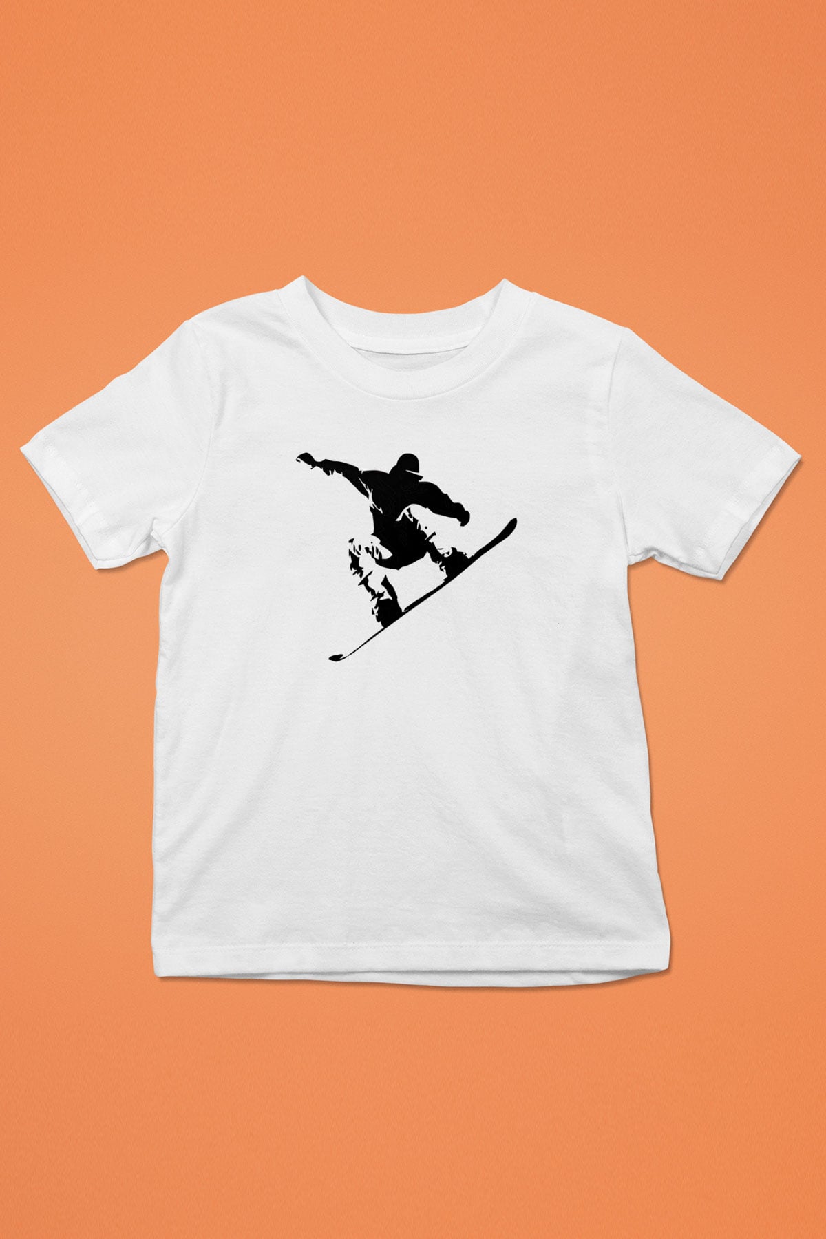 Snowboarding Baskılı Unisex Beyaz Çocuk Tişört - Tshirt