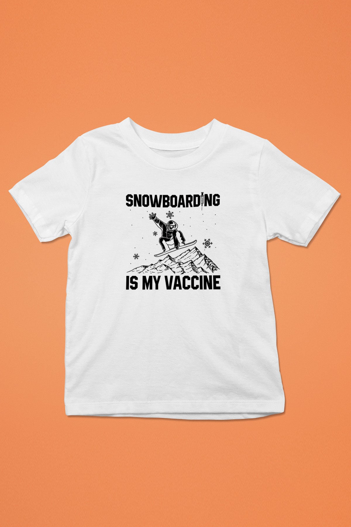 Snowboarding Baskılı Unisex Beyaz Çocuk Tişört - Tshirt