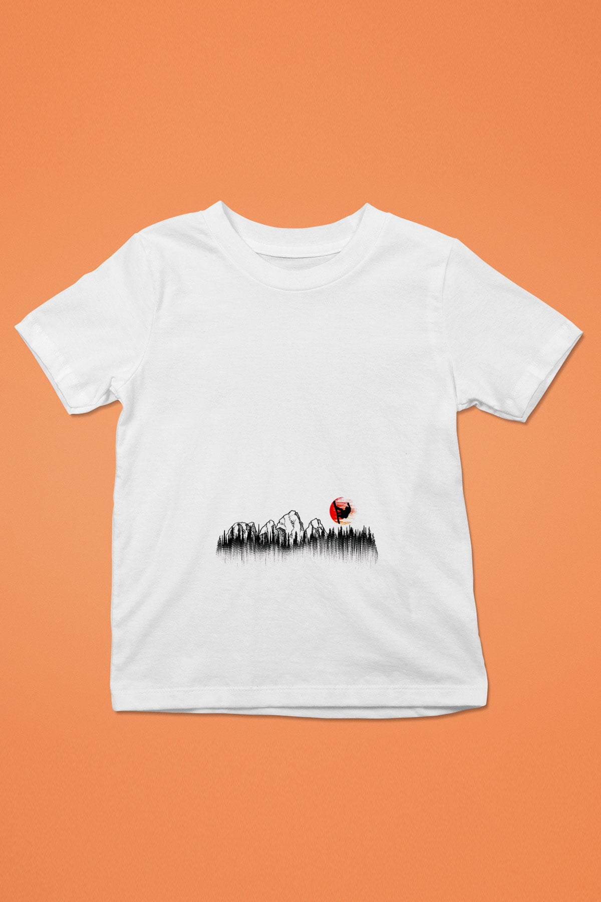 Snowboarding Baskılı Unisex Beyaz Çocuk Tişört - Tshirt
