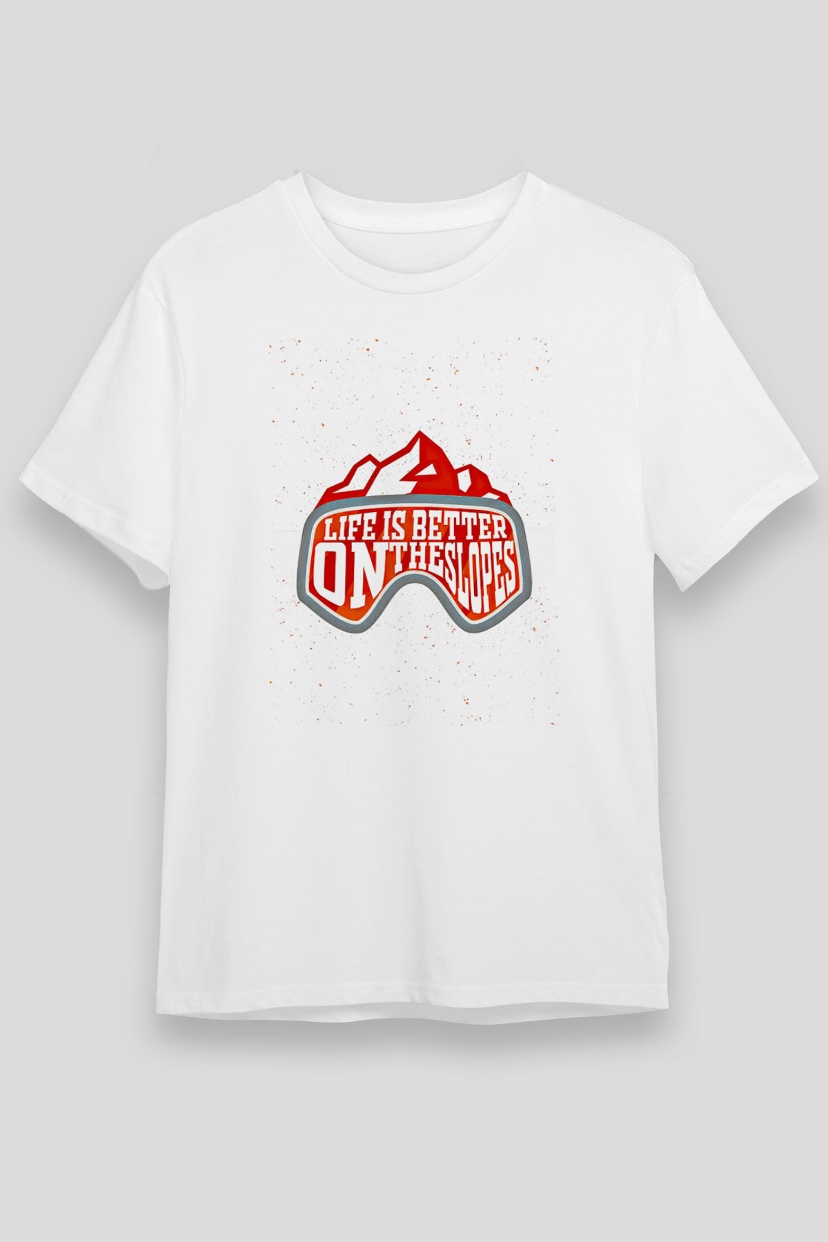 Snowboarding Baskılı Unisex Beyaz Tişört - Tshirt