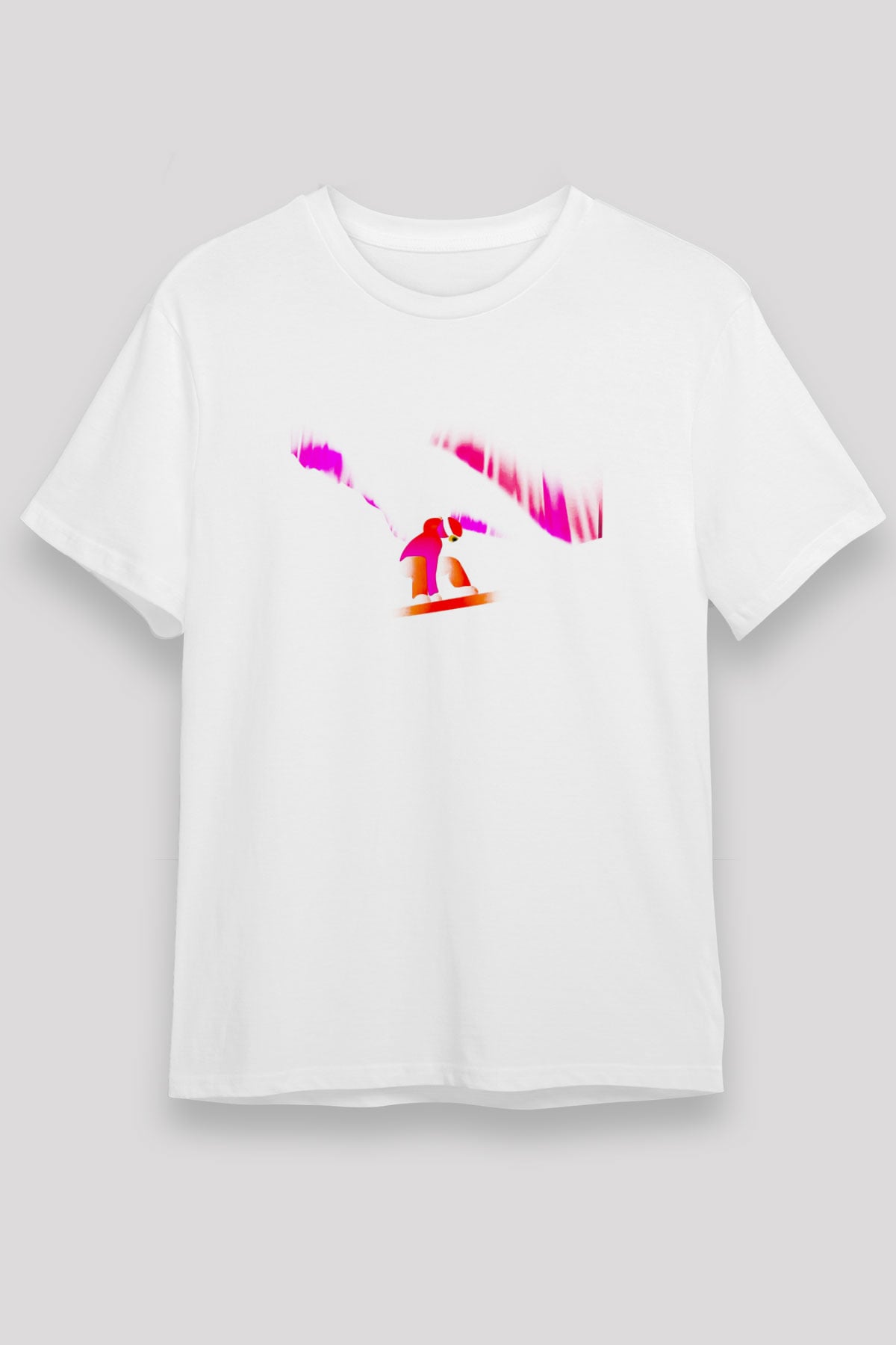 Snowboarding Baskılı Unisex Beyaz Tişört - Tshirt
