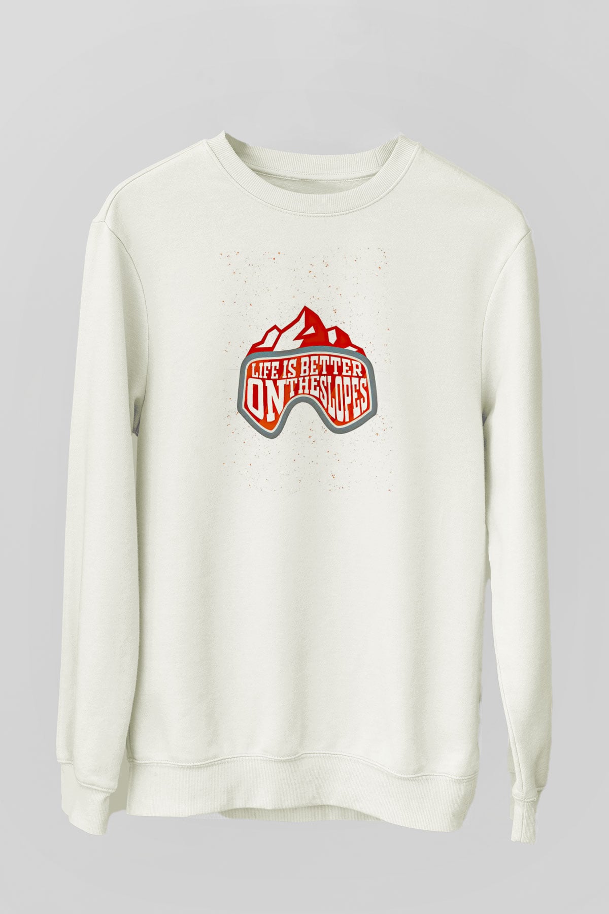 Snowboarding Baskılı Unisex Ekru Sweatshirt