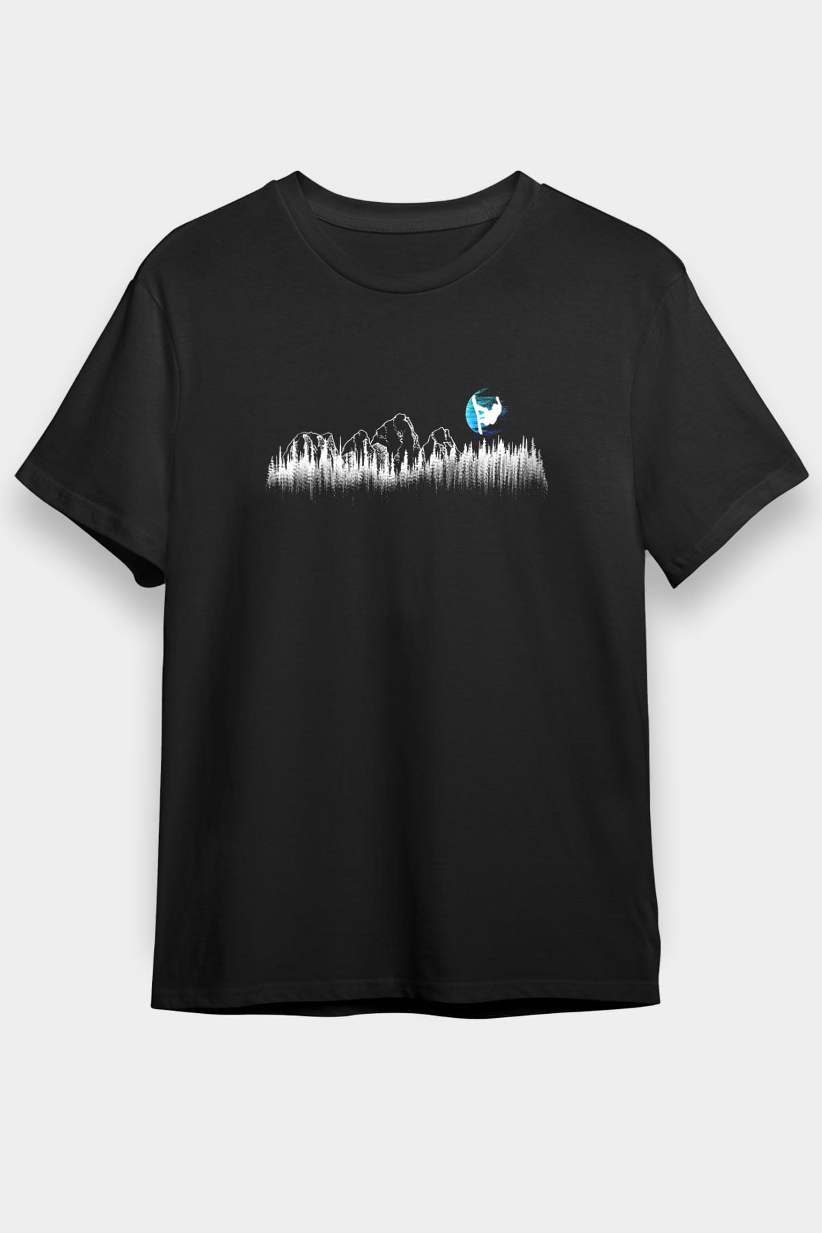 Snowboarding Baskılı Unisex Siyah Tişört - Tshirt