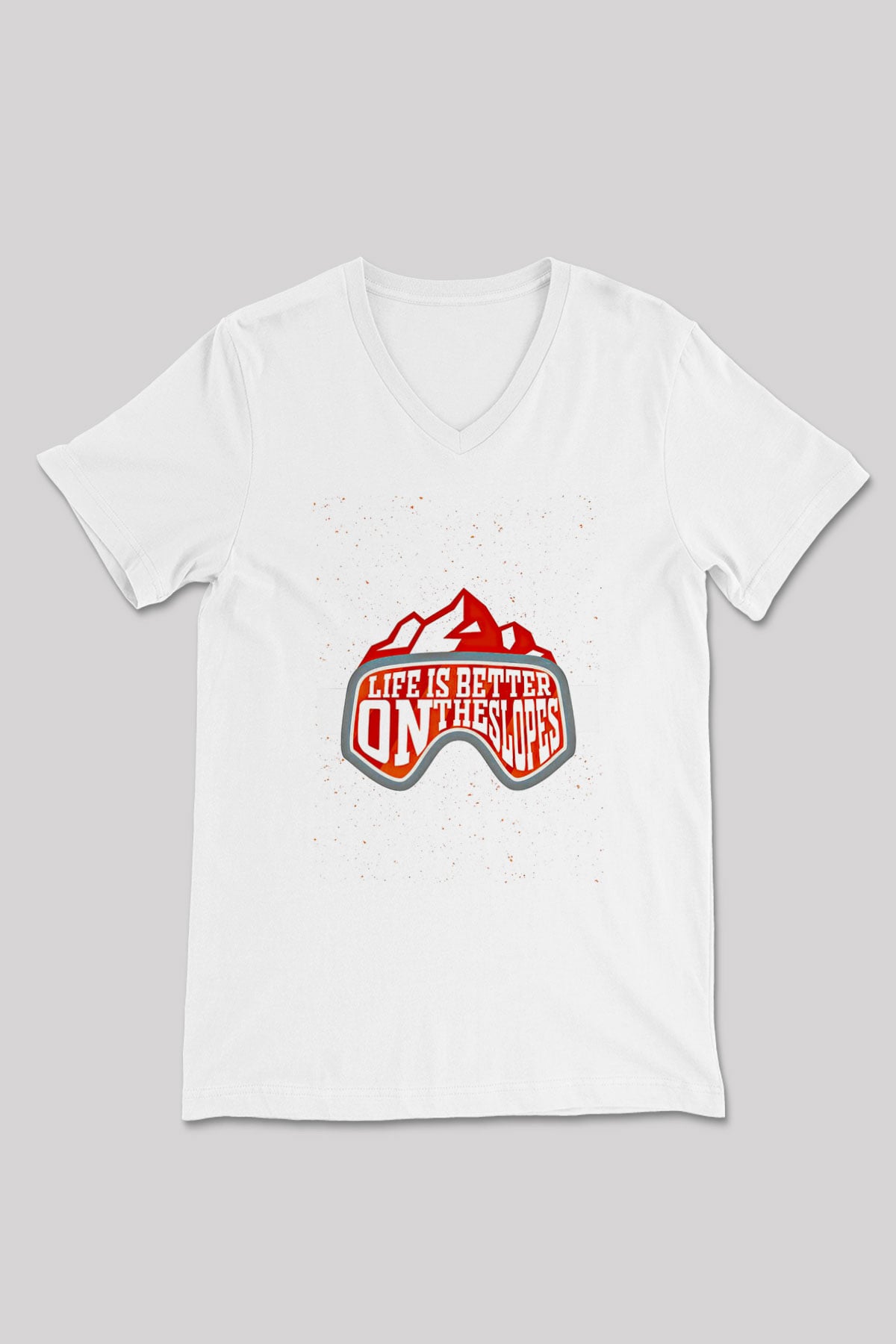 Snowboarding Baskılı Unisex V Yaka Tişört - Tshirt