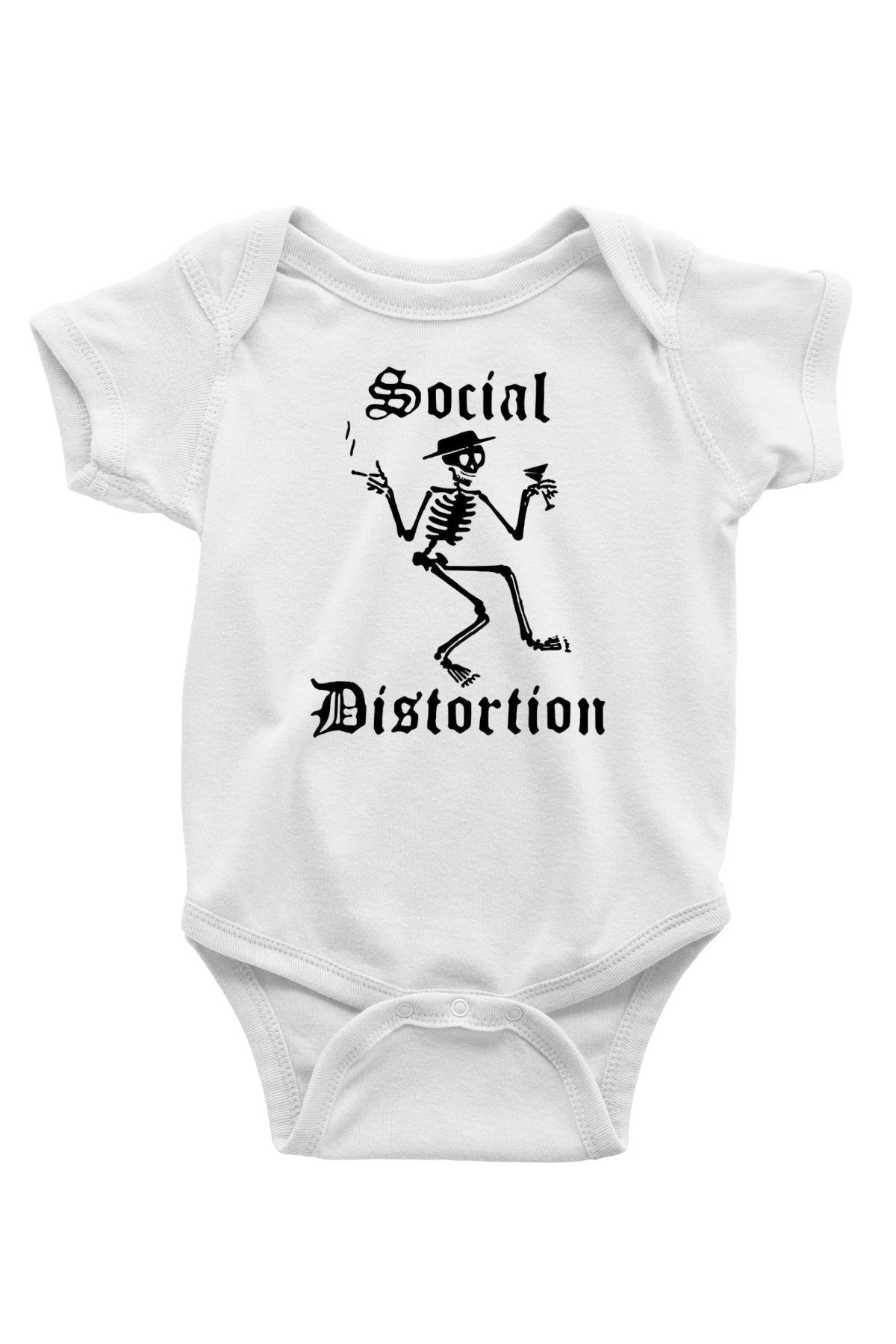 Social Distortion Baskılı Beyaz Unisex Bebek Body - Zıbın