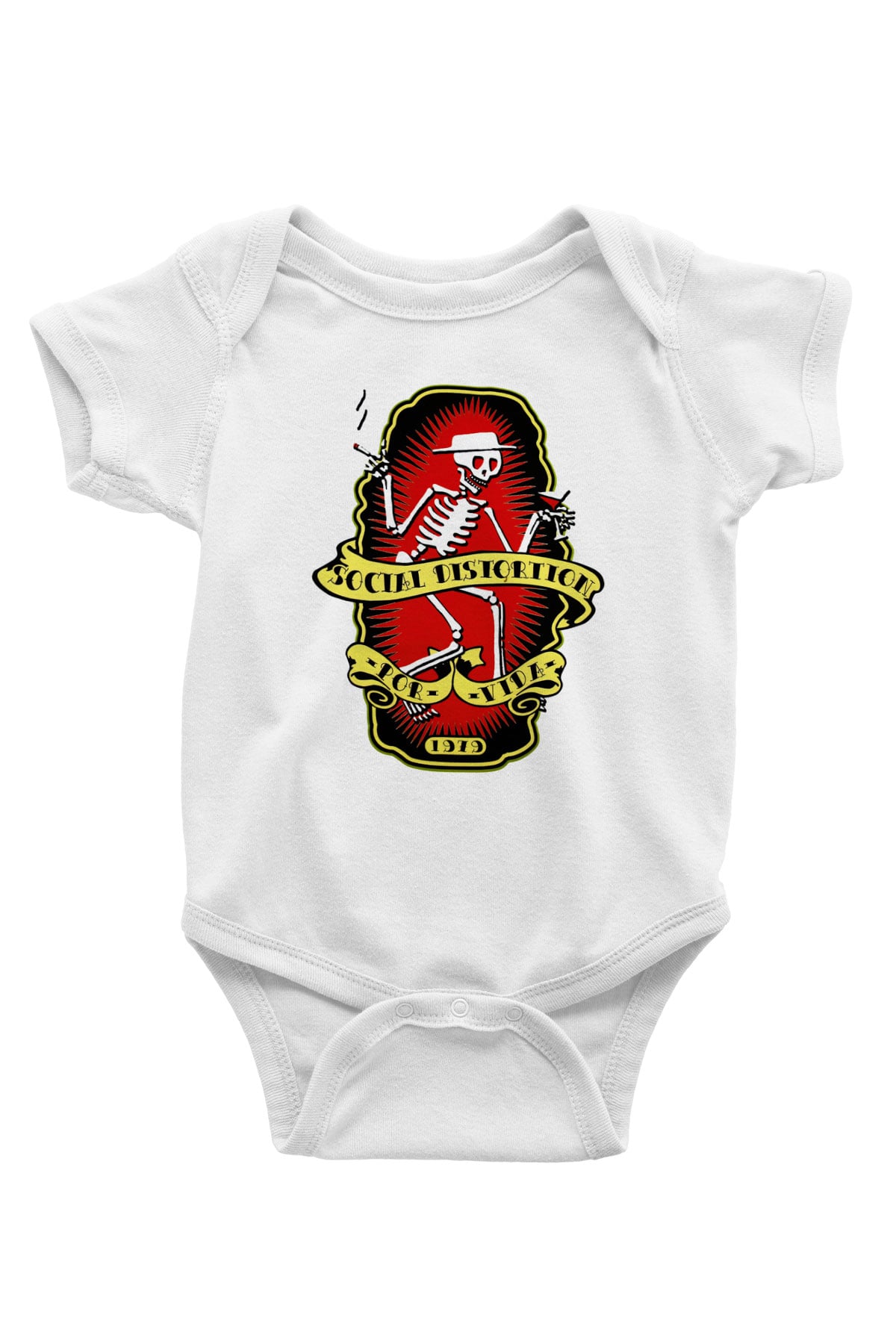 Social Distortion Baskılı Beyaz Unisex Bebek Body - Zıbın
