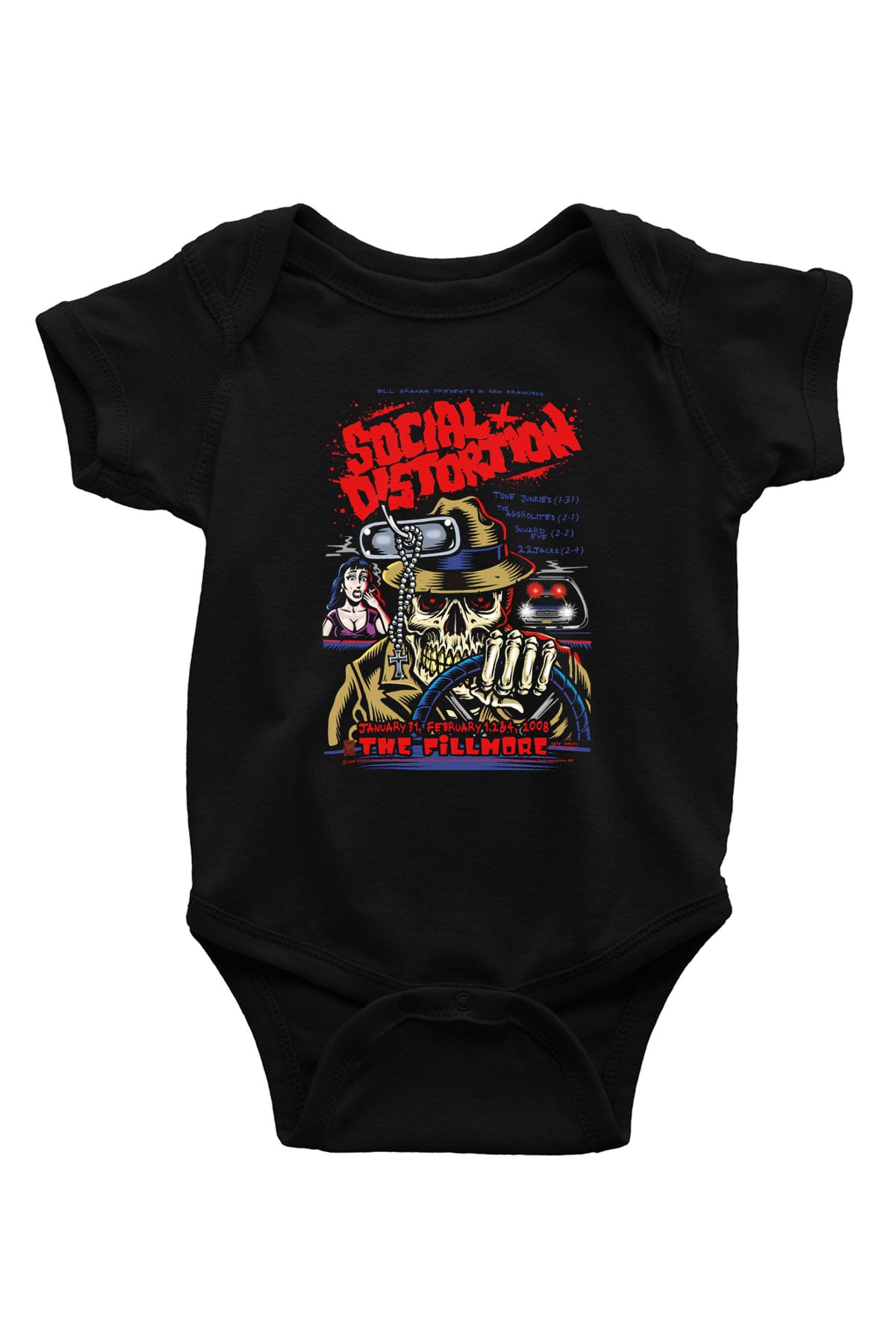Social Distortion Baskılı Siyah Bebek Body - Zıbın