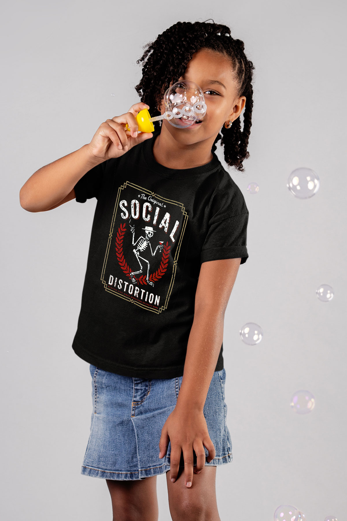 Social Distortion Baskılı Siyah Unisex Çocuk Tişört