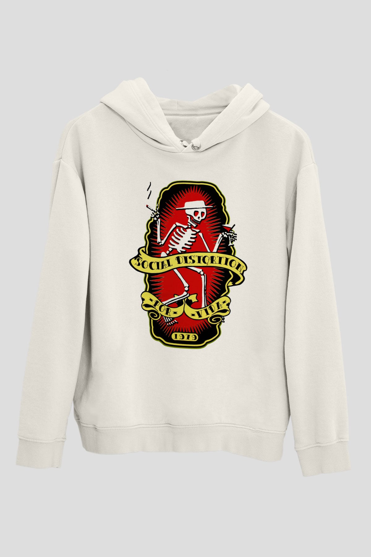 Social Distortion Beyaz Unisex Kapşonlu Sweatshirt