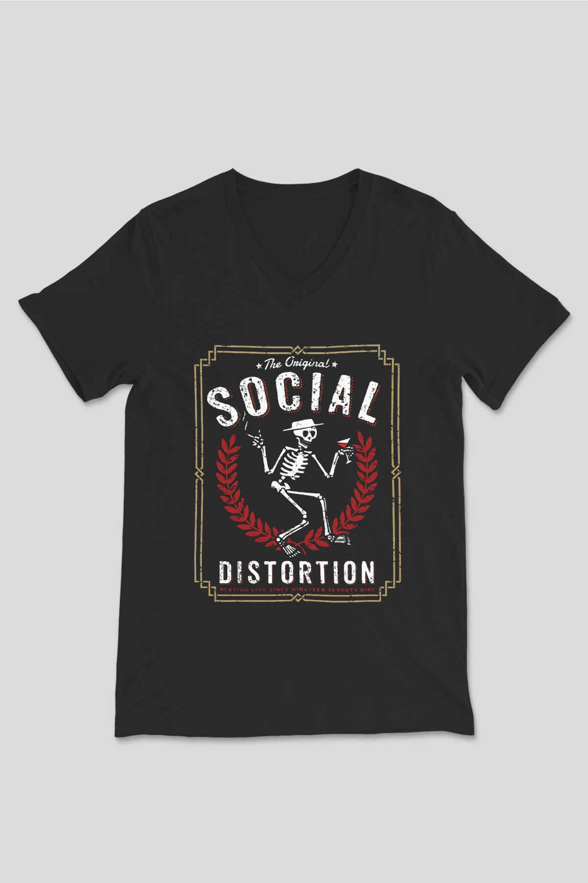 Social Distortion Siyah Unisex V Yaka Tişört T-Shirt