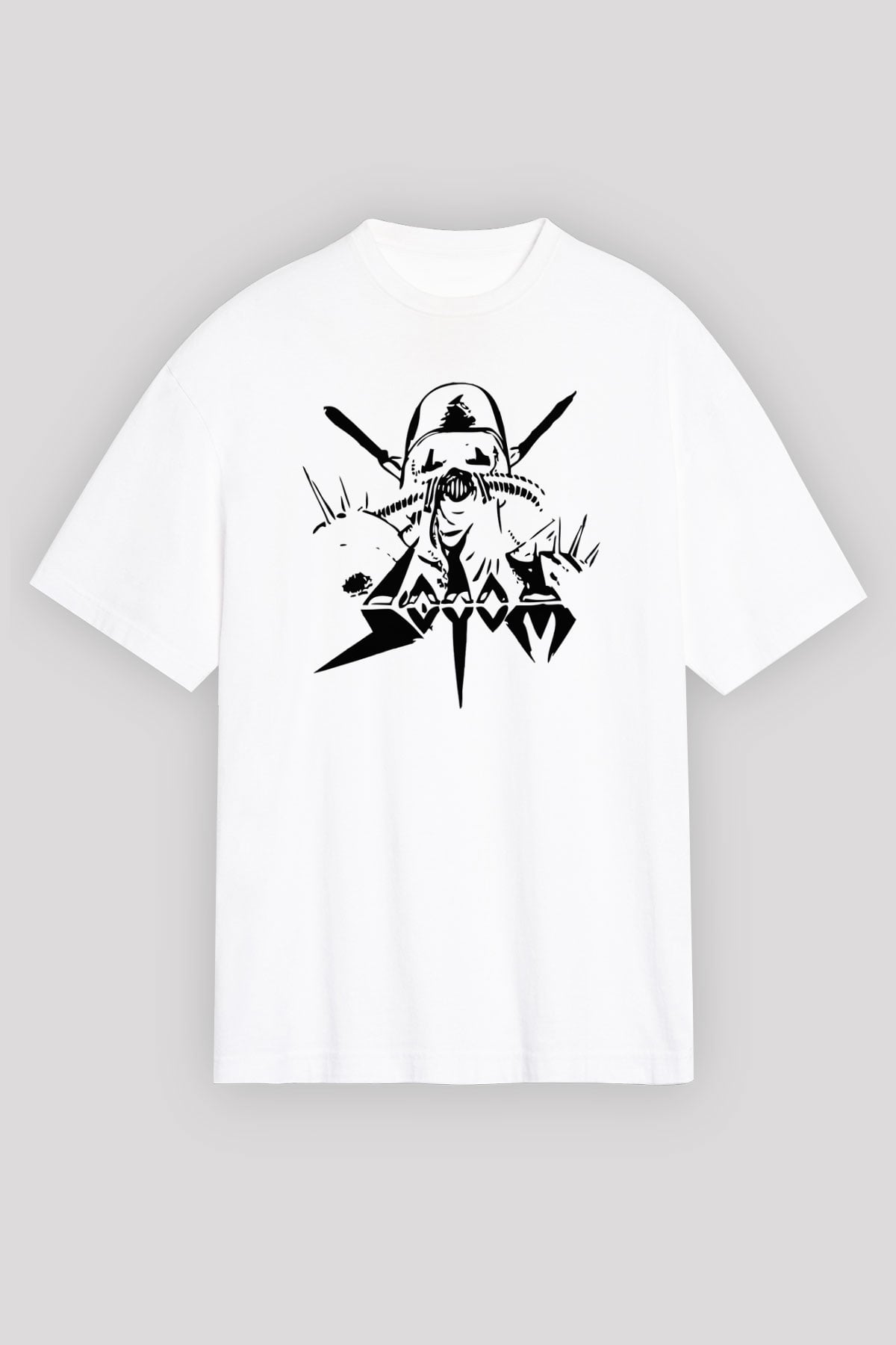 Sodom Beyaz Unisex Oversize Tişört T-Shirt - Oversize Tişört Fabrikası