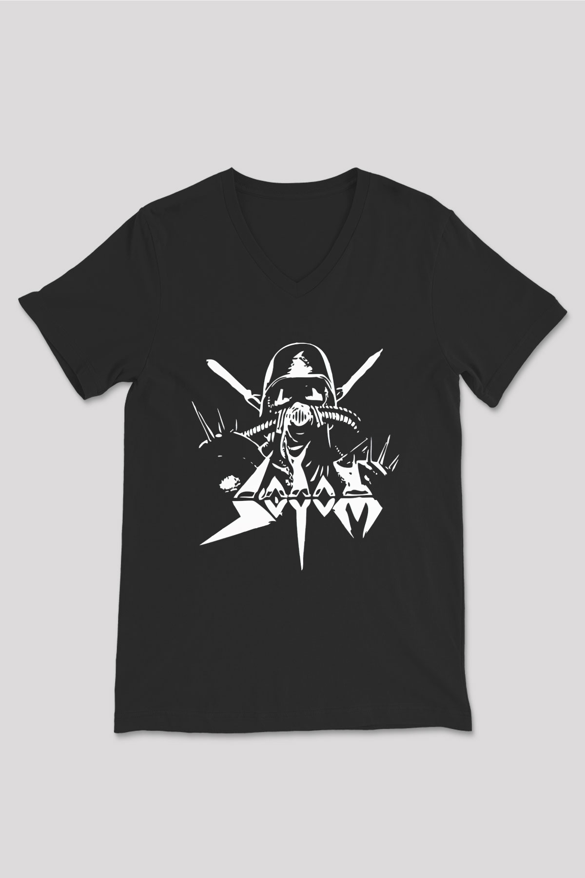 Sodom Siyah Unisex V Yaka Tişört T-Shirt