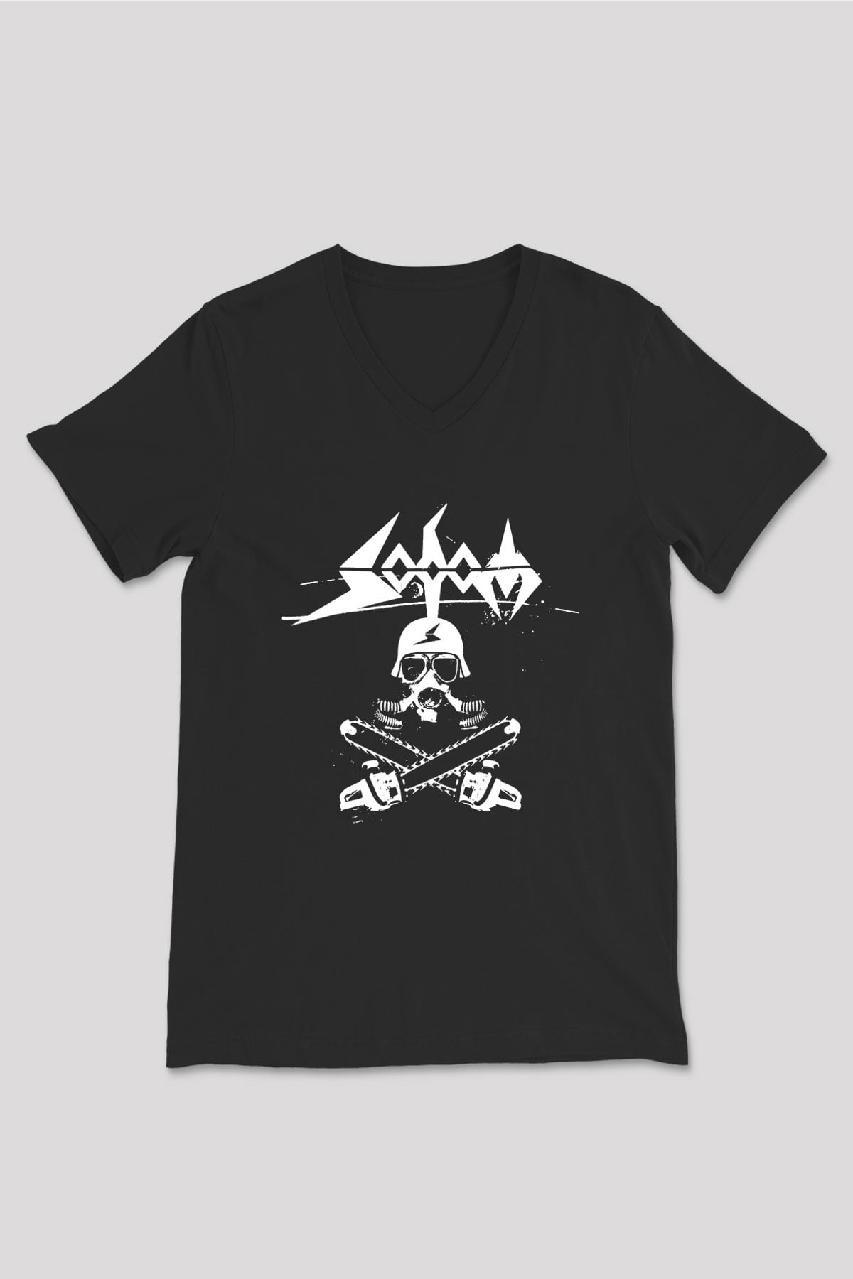 Sodom Siyah Unisex V Yaka Tişört T-Shirt