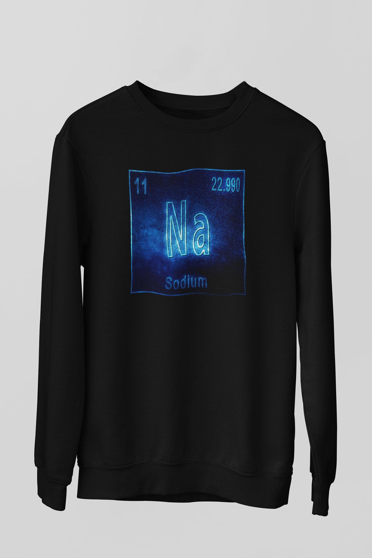 Sodyum Atom Numarası Baskılı Unisex Siyah Sweatshirt