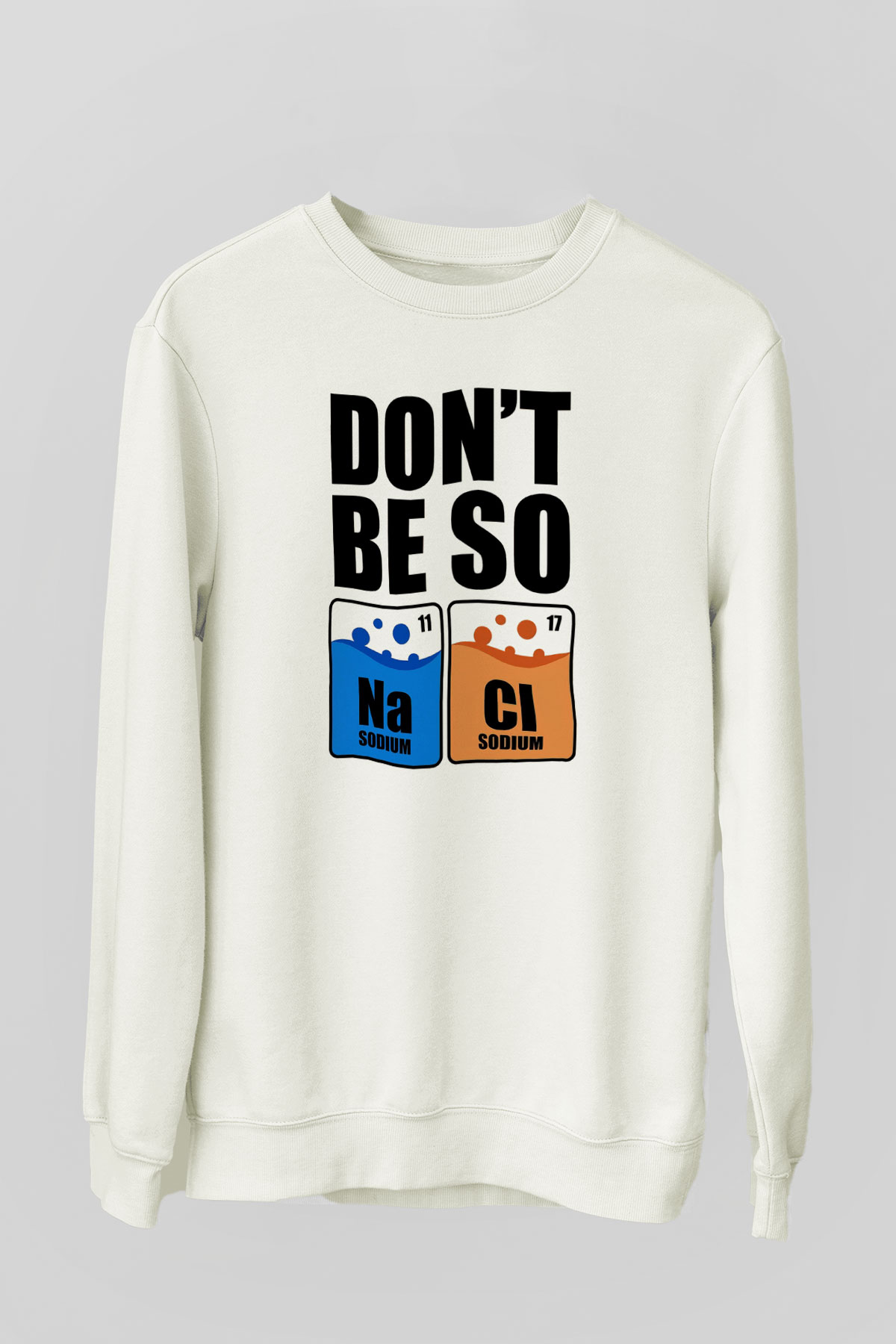 Sodyum Klor Baskılı Unisex Ekru Sweatshirt