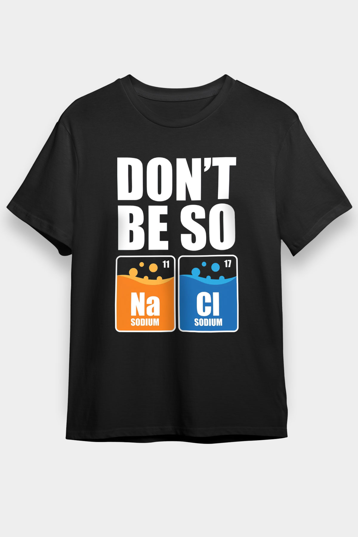 Sodyum Klor Baskılı Unisex Siyah Tişört - Tshirt