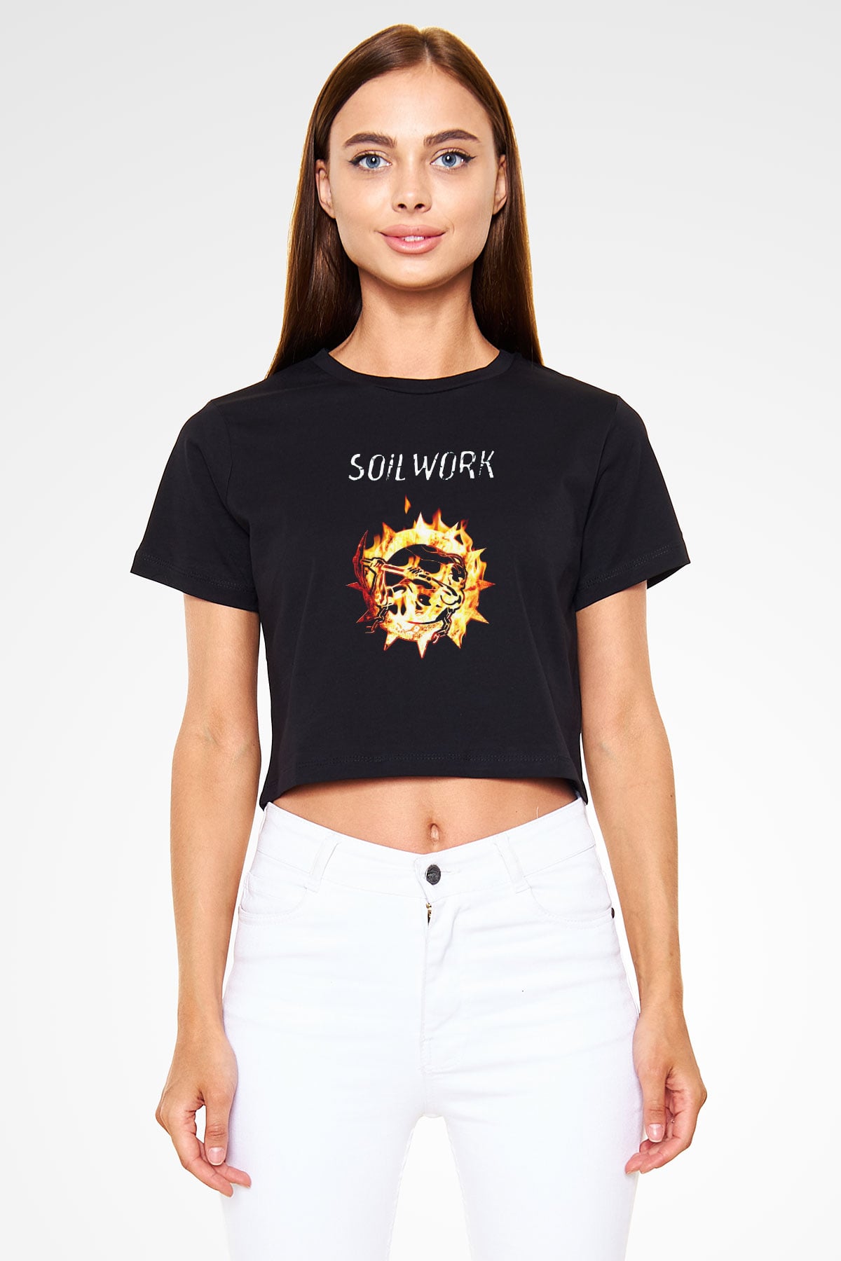 Soilwork Siyah Crop Top Tişört