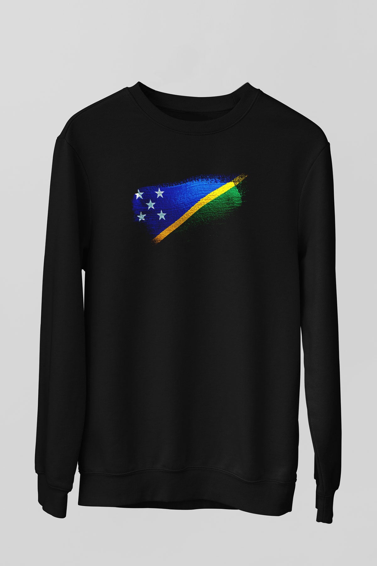 Solomon Adaları - Solomon İslands Bayrağı Baskılı Unisex Siyah Sweatshirt
