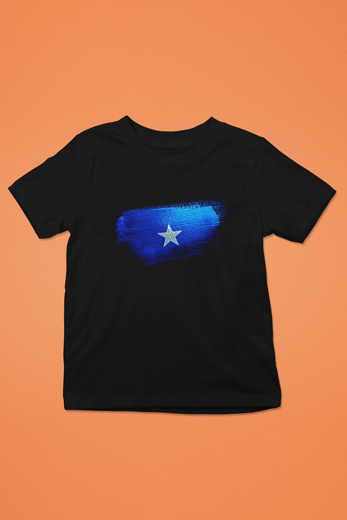 Somali - Somalia Bayrağı Baskılı Unisex Siyah Çocuk Tişörtü