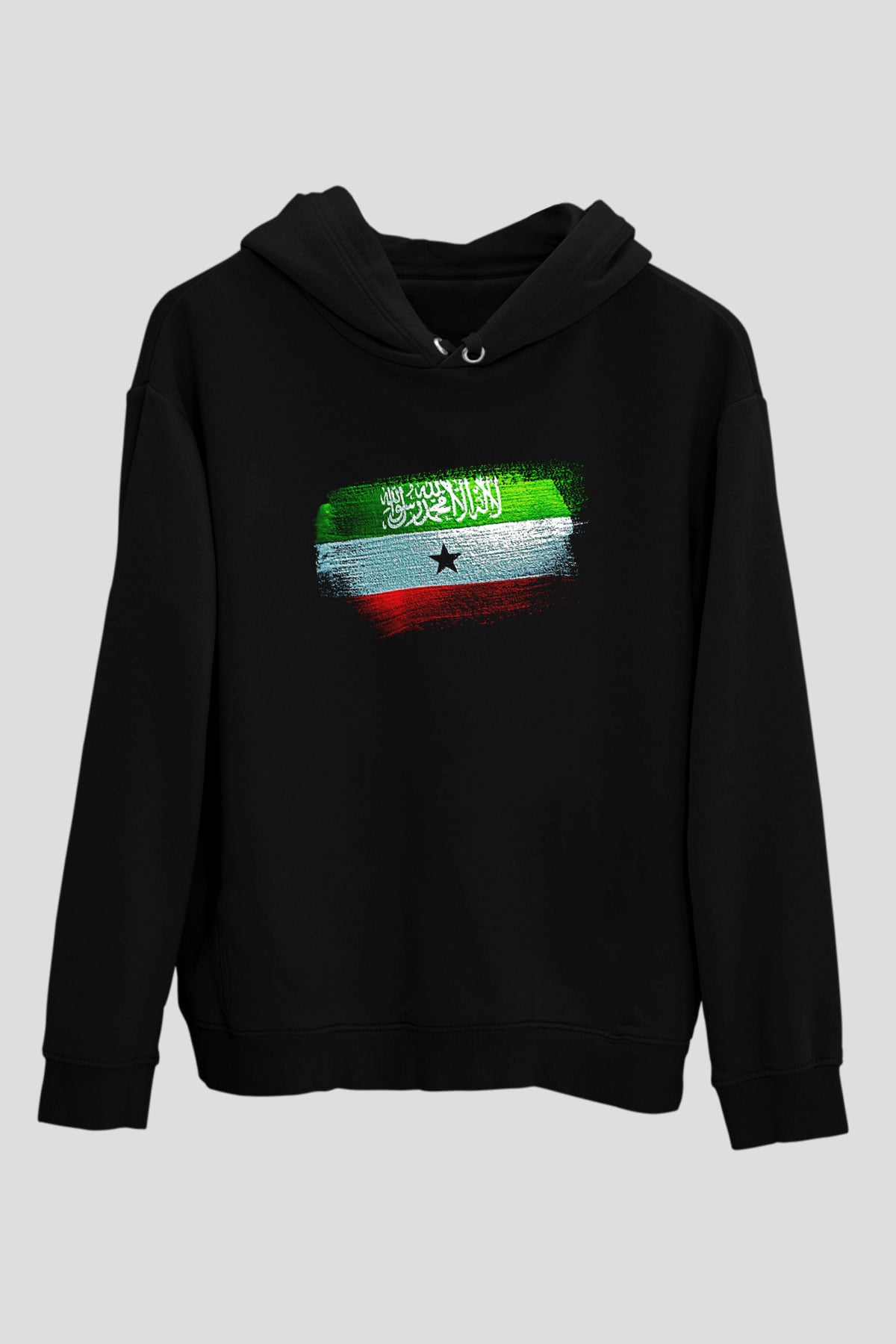 Somaliland Bayrağı Baskılı Unisex Siyah Kapüşonlu Sweatshirt