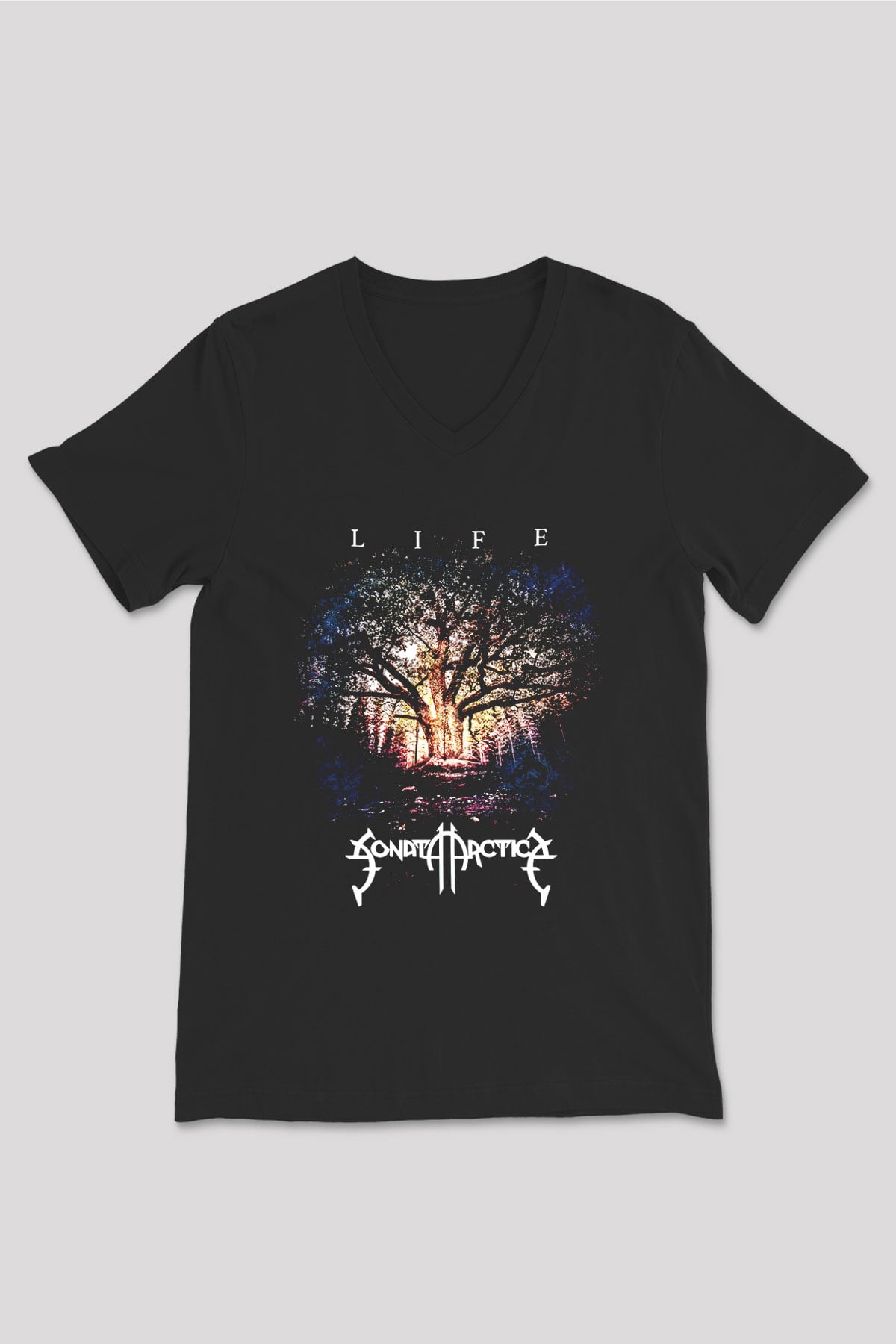 Sonata Arctica Siyah Unisex V Yaka Tişört T-Shirt
