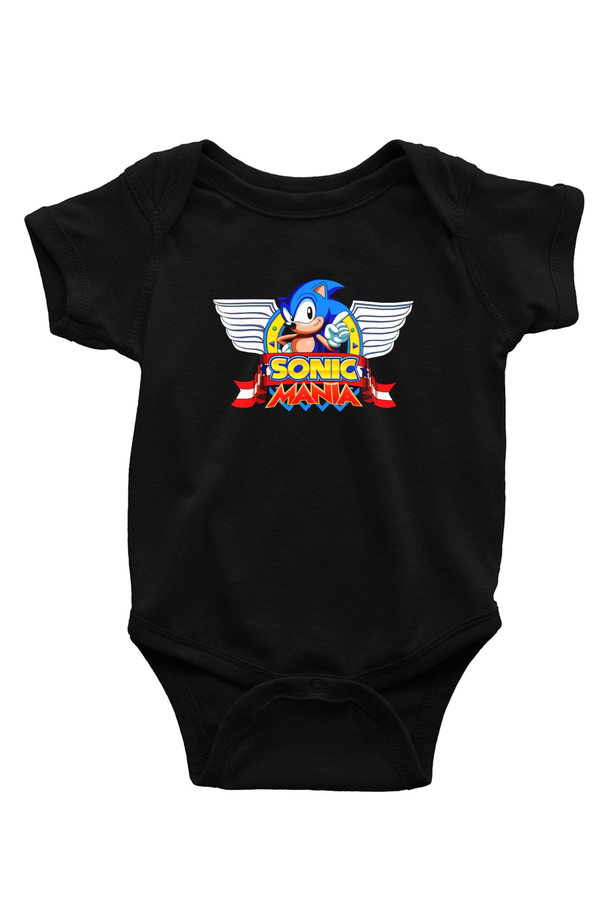 Sonic the Hedgehog Baskılı Siyah Bebek Body - Zıbın