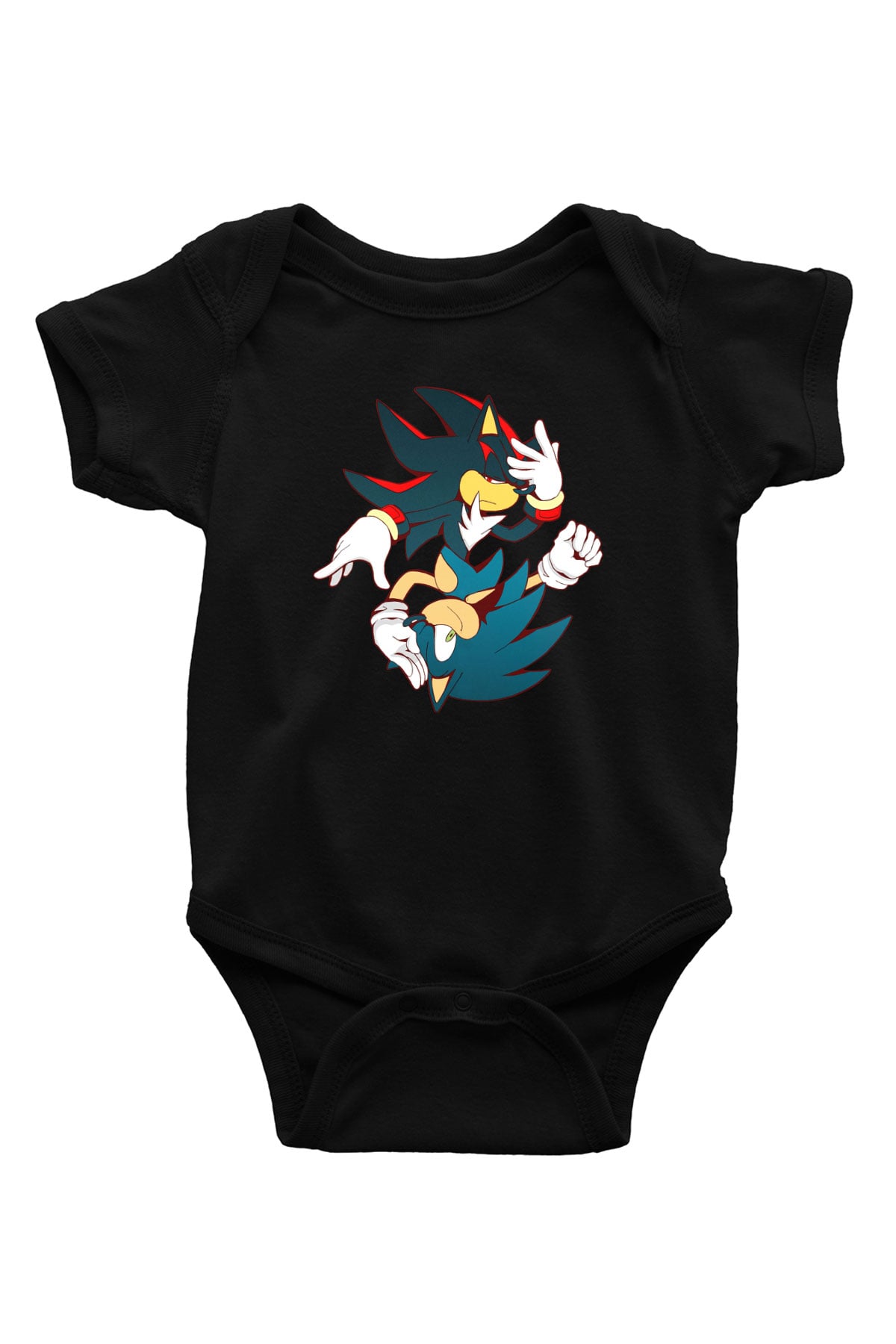 Sonic the Hedgehog Baskılı Siyah Bebek Body - Zıbın