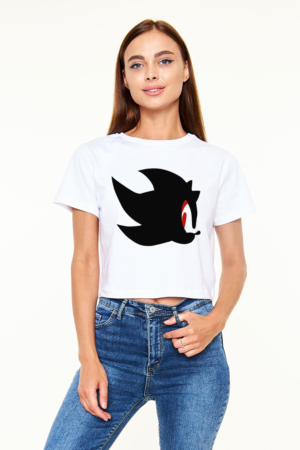 Sonic the Hedgehog Beyaz Croptop Tişört
